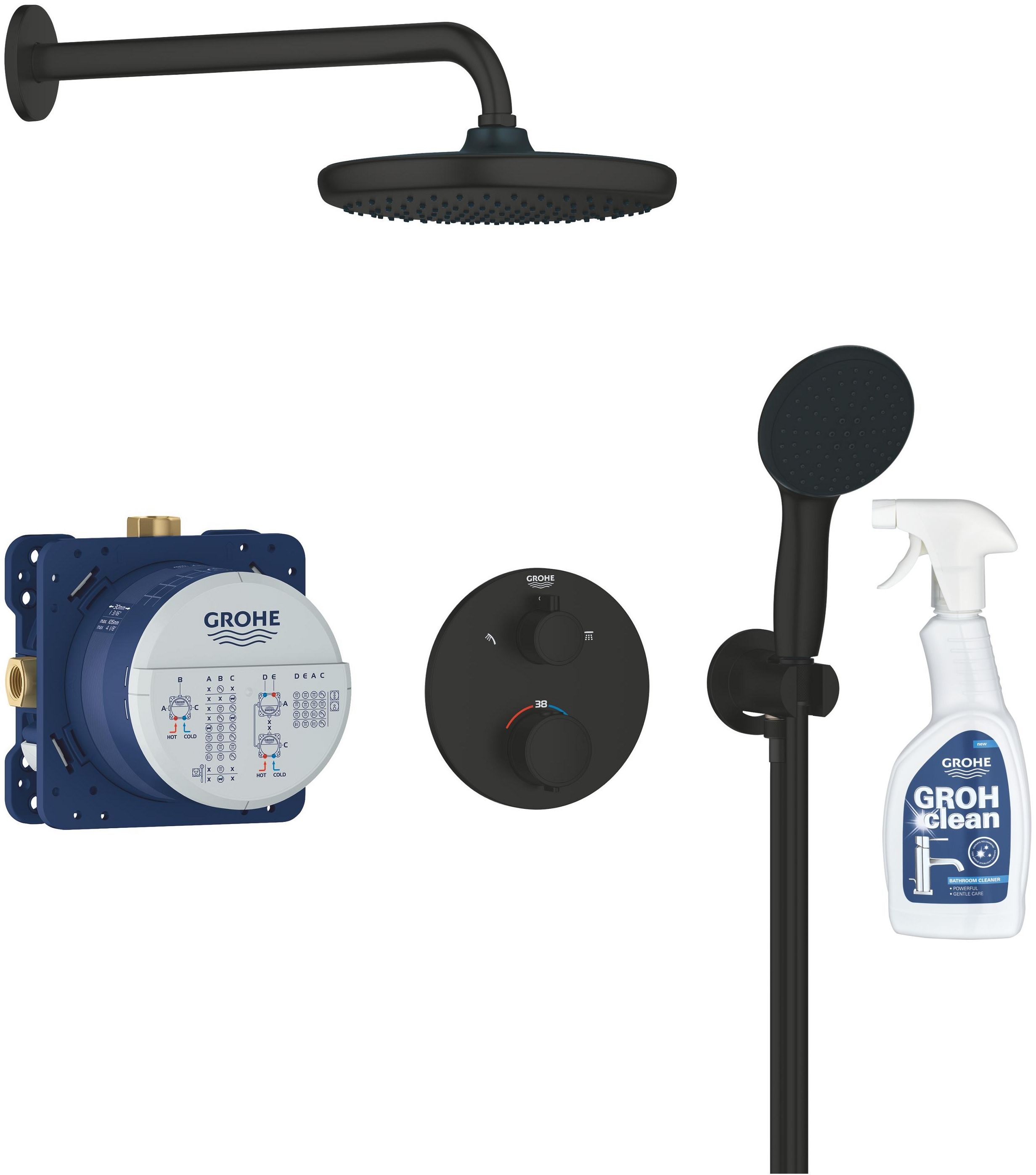 Set ensemble de douche Grohe Vitalio Start 348832430, produit nettoyant pour chrome Grohe 48166000