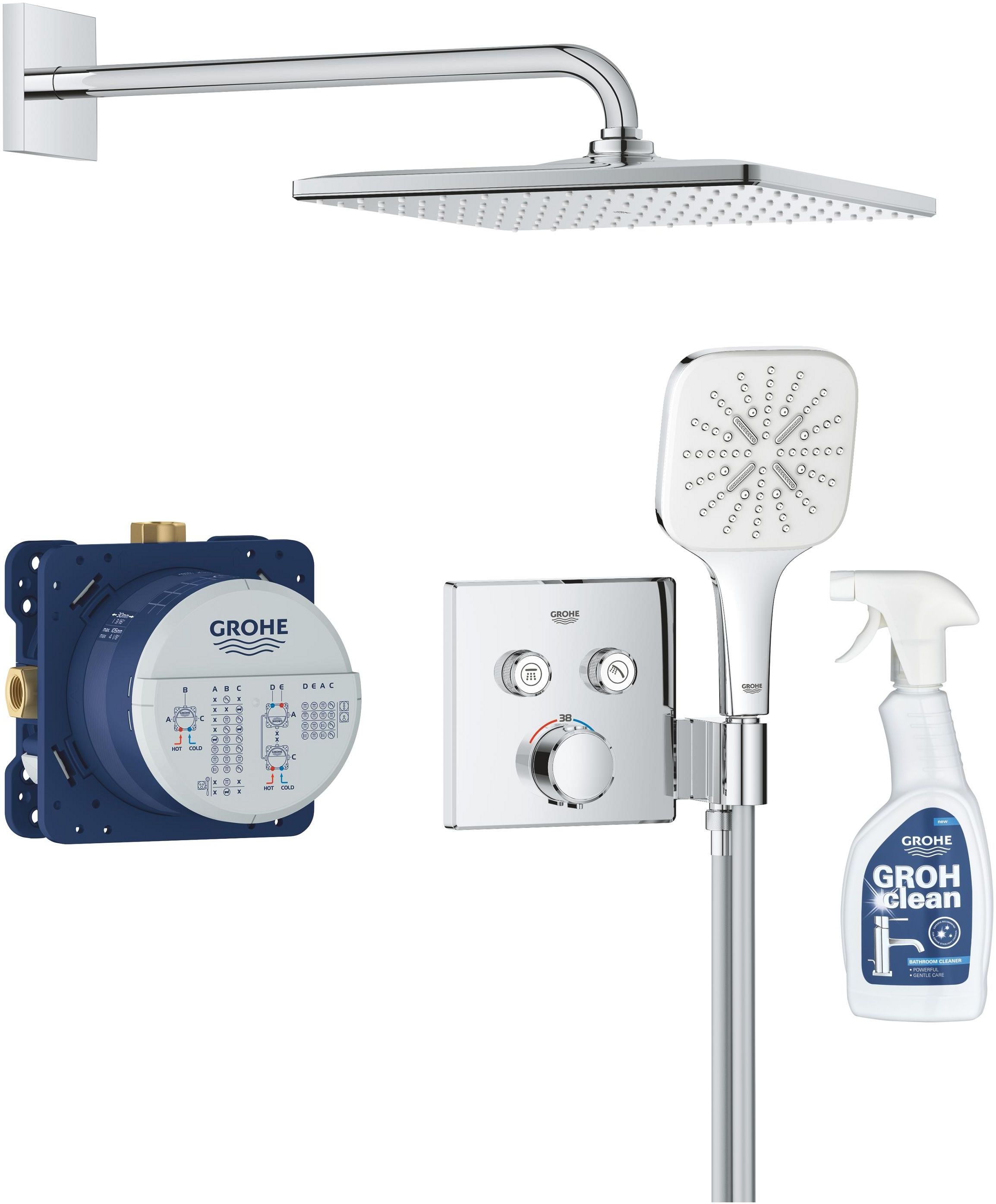 Set ensemble de douche Grohe Precision Smartcontrol 34876000, produit nettoyant pour chrome Grohe 48166000