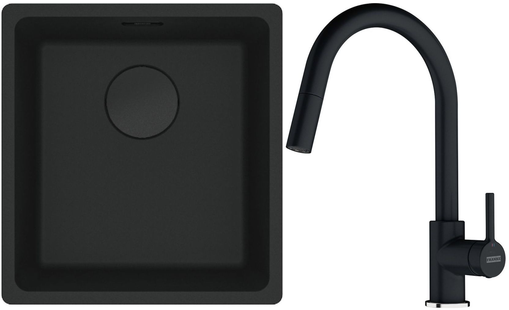 Set évier en granit Franke Maris 125.0697.760, mitigeur de cuisine Franke Lina 115.0626.055