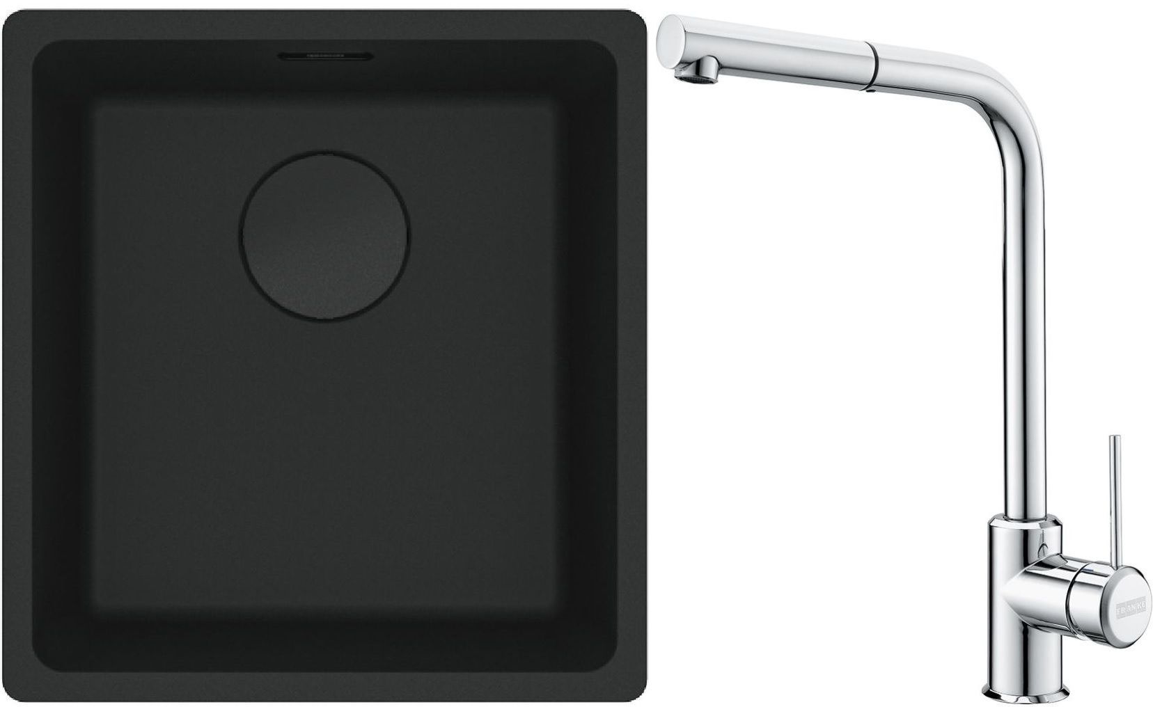 Set évier en granit Franke Maris 125.0697.760, mitigeur de cuisine Franke Sirius Side 115.0668.280
