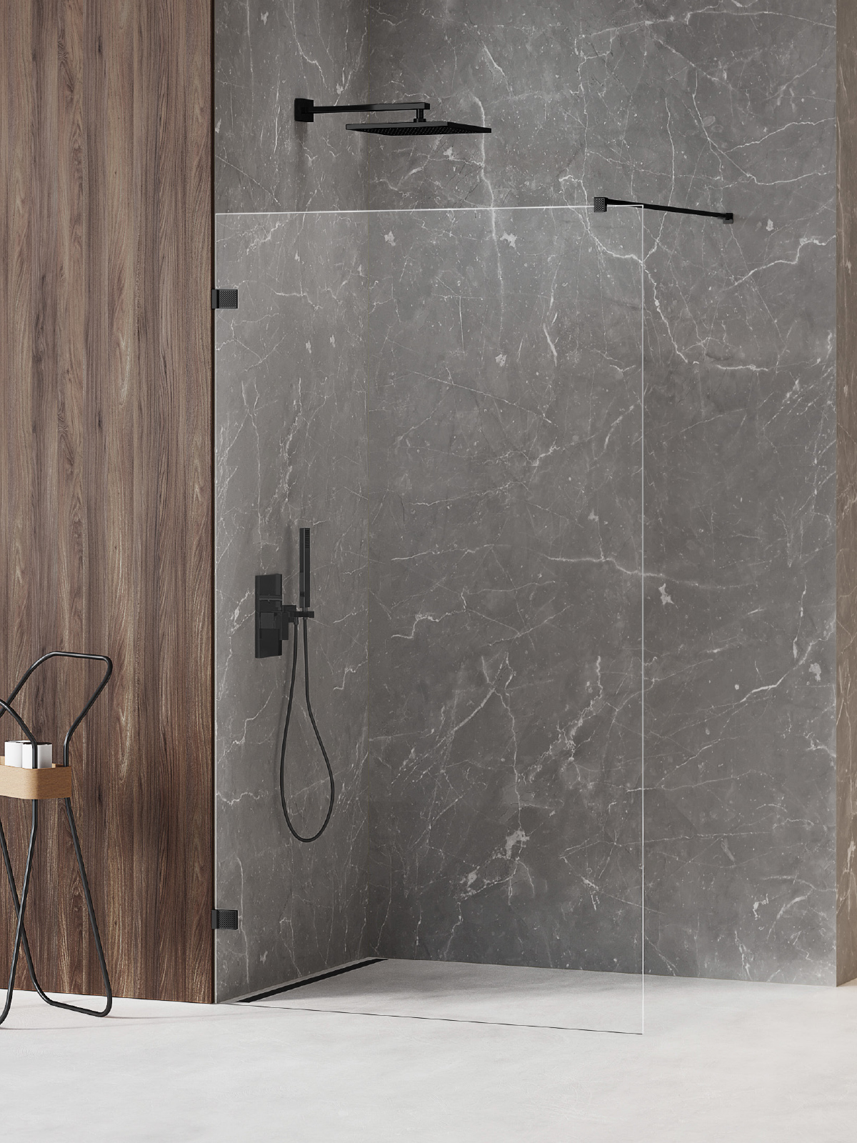 New Trendy Avexa Black XR paroi de douche walk-in 120 cm noir mat/verre transparent EXK-6971