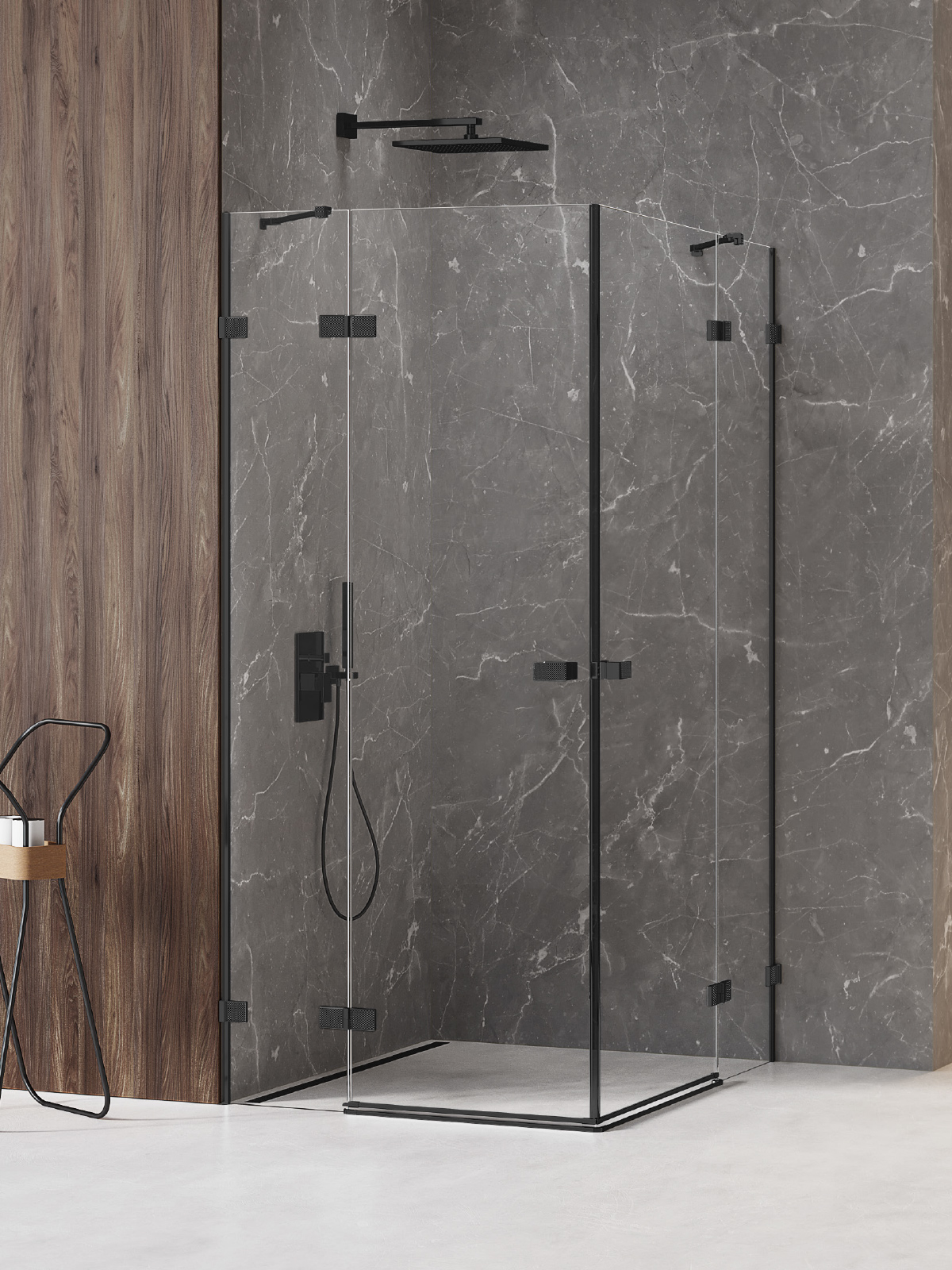 New Trendy Avexa Black XR cabine de douche 110x110 cm carrée noir mat/verre transparent EXK-6927