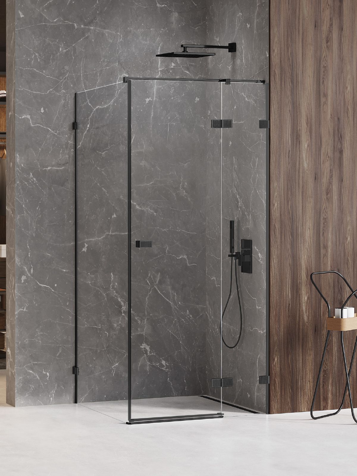 New Trendy Avexa Black XR cabine de douche 110x80 cm rectangulaire noir mat/verre transparent EXK-6898