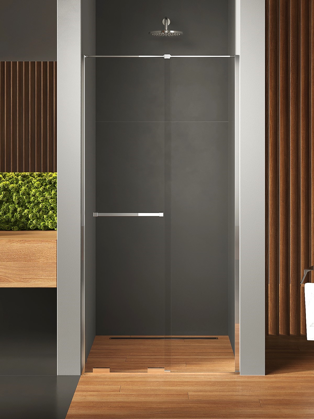 New Trendy Smart porte de douche 170 cm coulissant chrome brillant/verre transparent EXK-6584