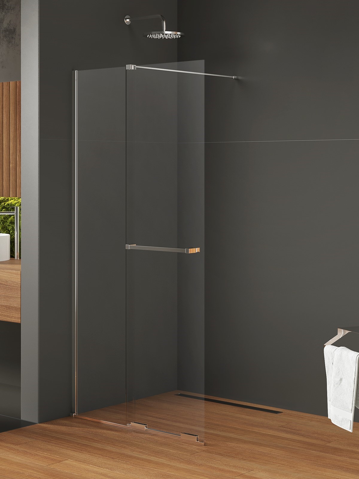 New Trendy Smart paroi de douche walk-in 100 cm chrome brillant/verre transparent EXK-6623