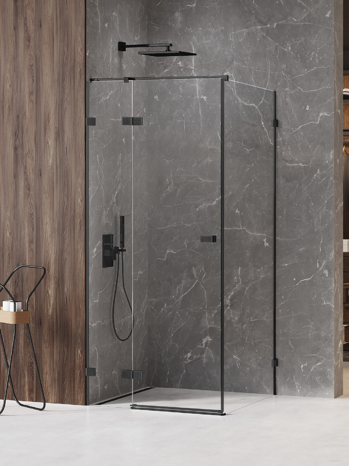 New Trendy Avexa Black XR cabine de douche 110x110 cm carrée noir mat/verre transparent EXK-6871