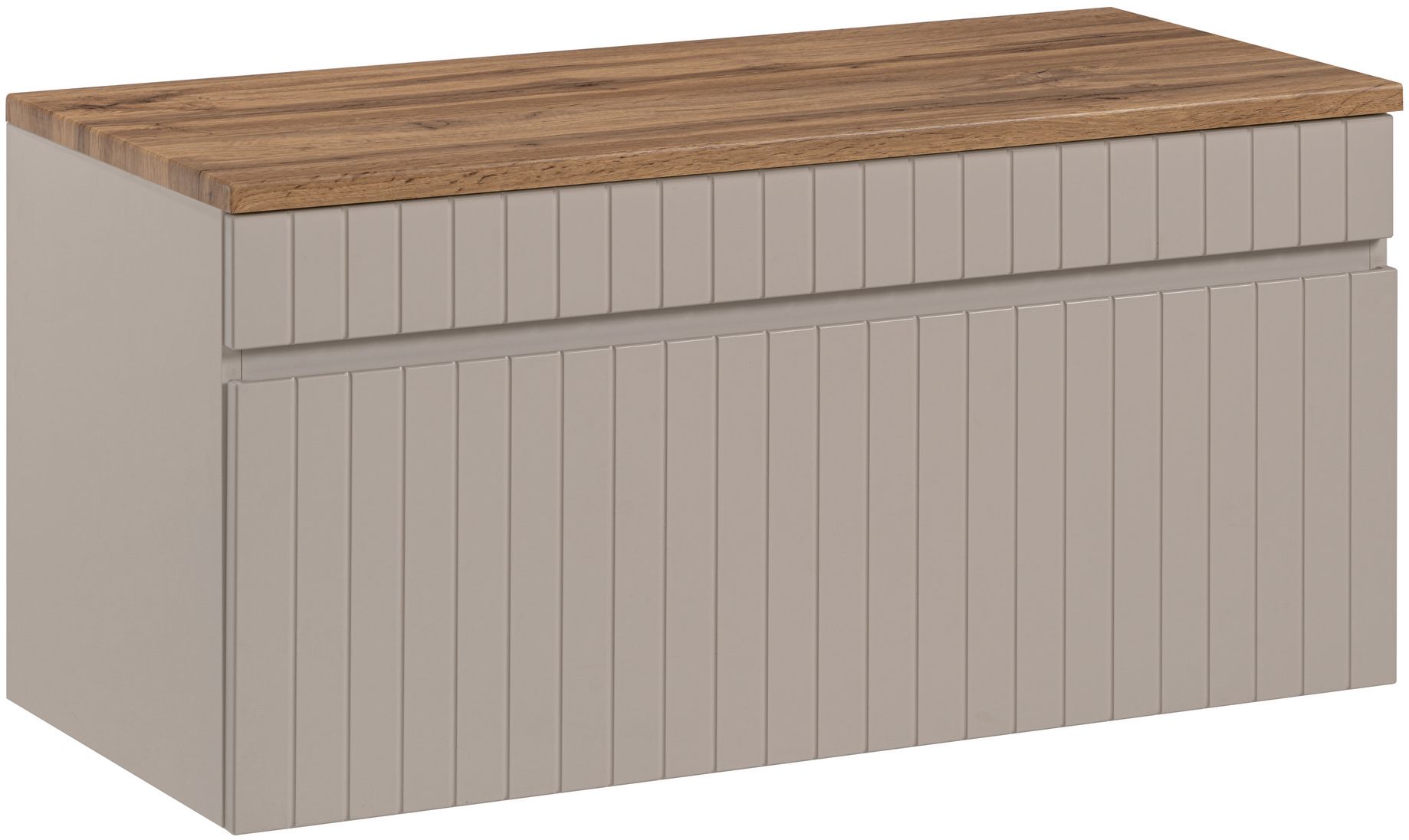 Set armoire Comad Iconic Cashmere ICONIC CASHMERE 82-80-D-1S, plan de travail suspendu Comad Fiji BLAT 89-80-A OAK COAST EVOKE