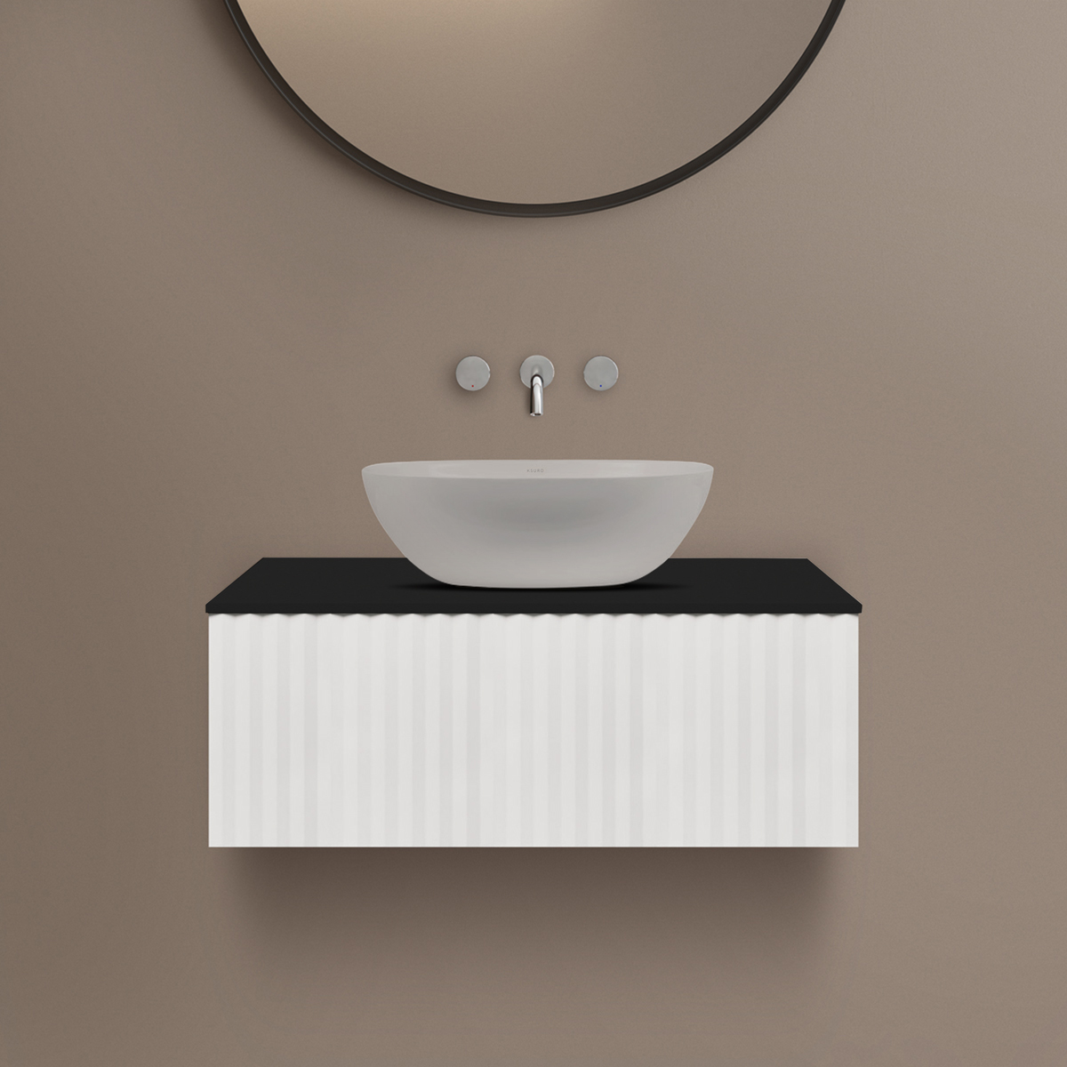 Set armoire Ksuro 02 50003000, plan de travail suspendu Ksuro 02 53003030