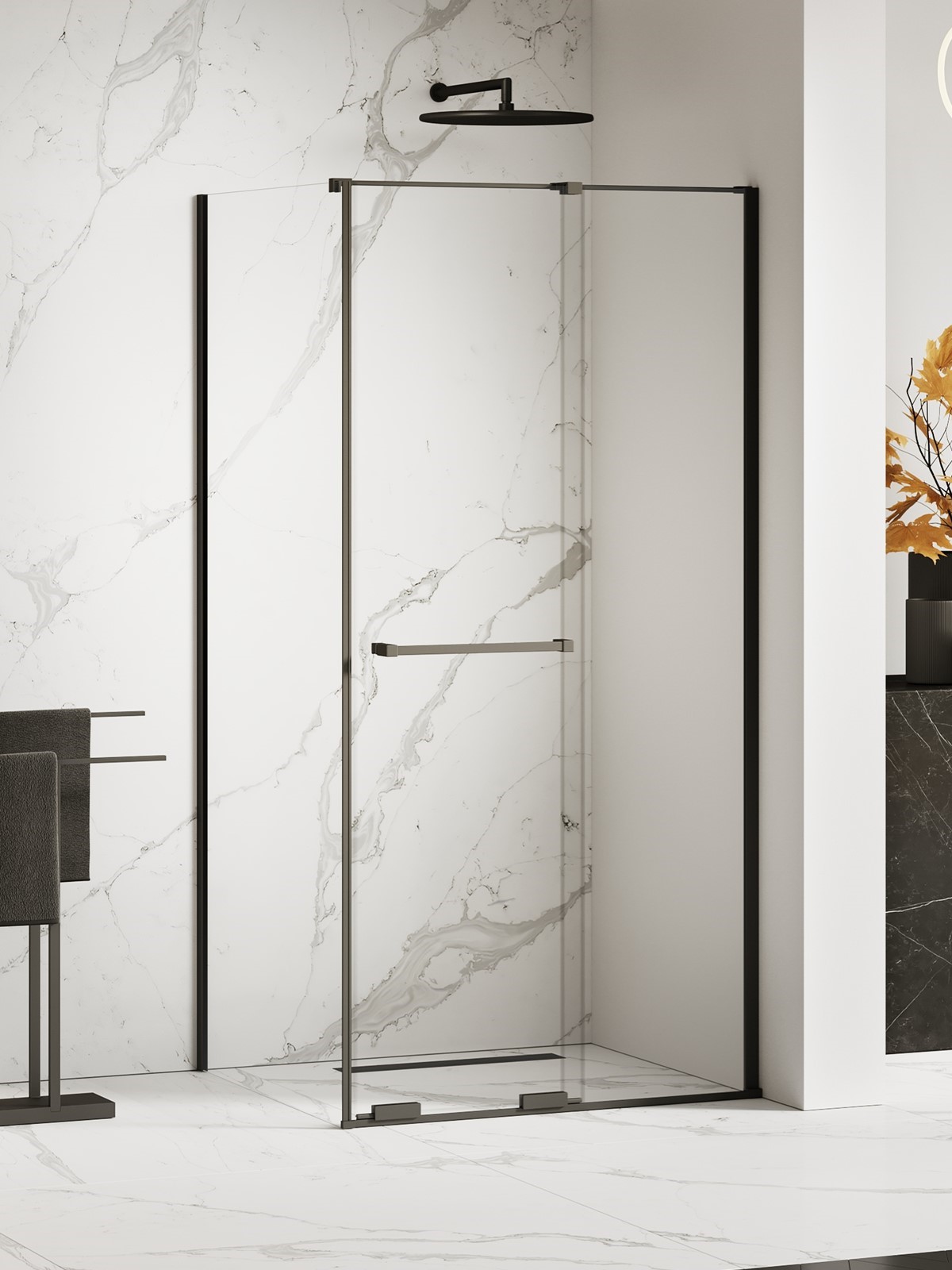 New Trendy Smart Black cabine de douche 130x80 cm rectangulaire noir mat/verre transparent EXK-6654