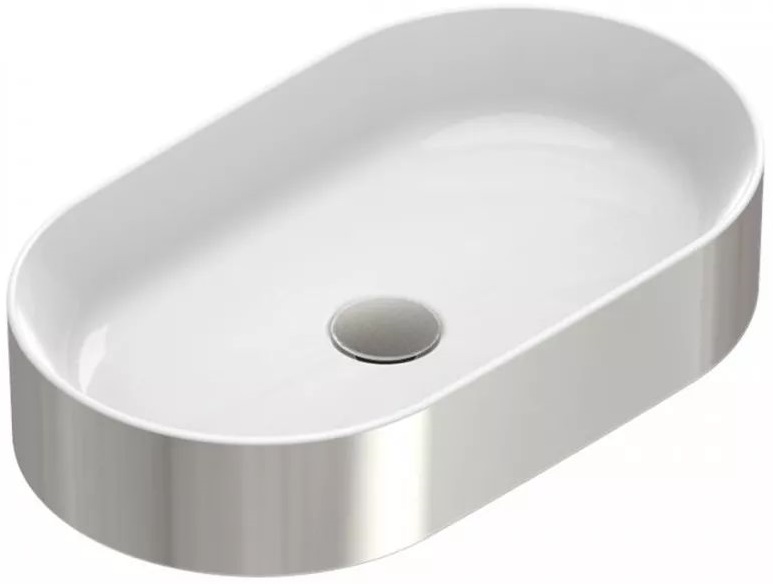 Catalano Gold & Silver lavabo 50x35 cm ovale à poser blanc-argenté 0122500041