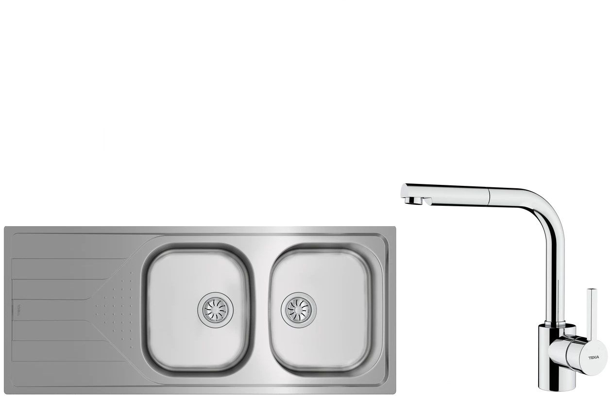 Set mitigeur de cuisine Teka ARK 239381200, évier en acier inoxydable Teka Universe 115170006