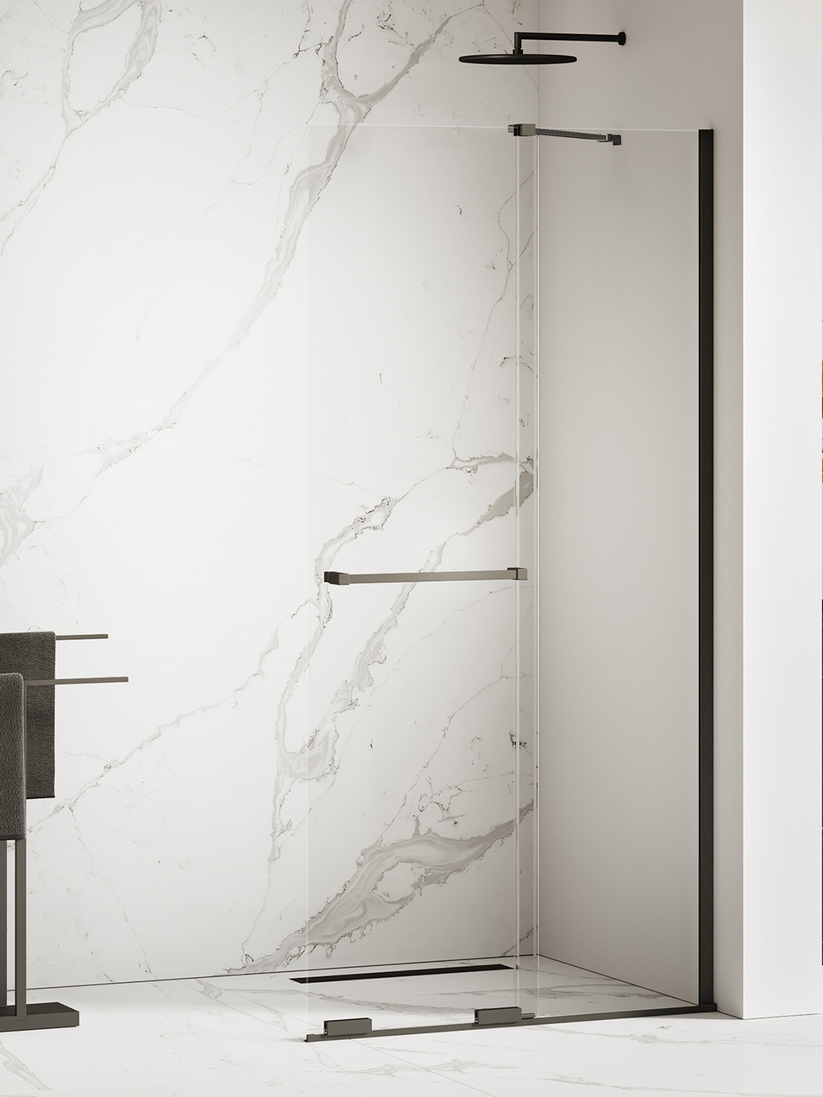 New Trendy Smart Black paroi de douche walk-in 140 cm noir mat/verre transparent EXK-6680-WU