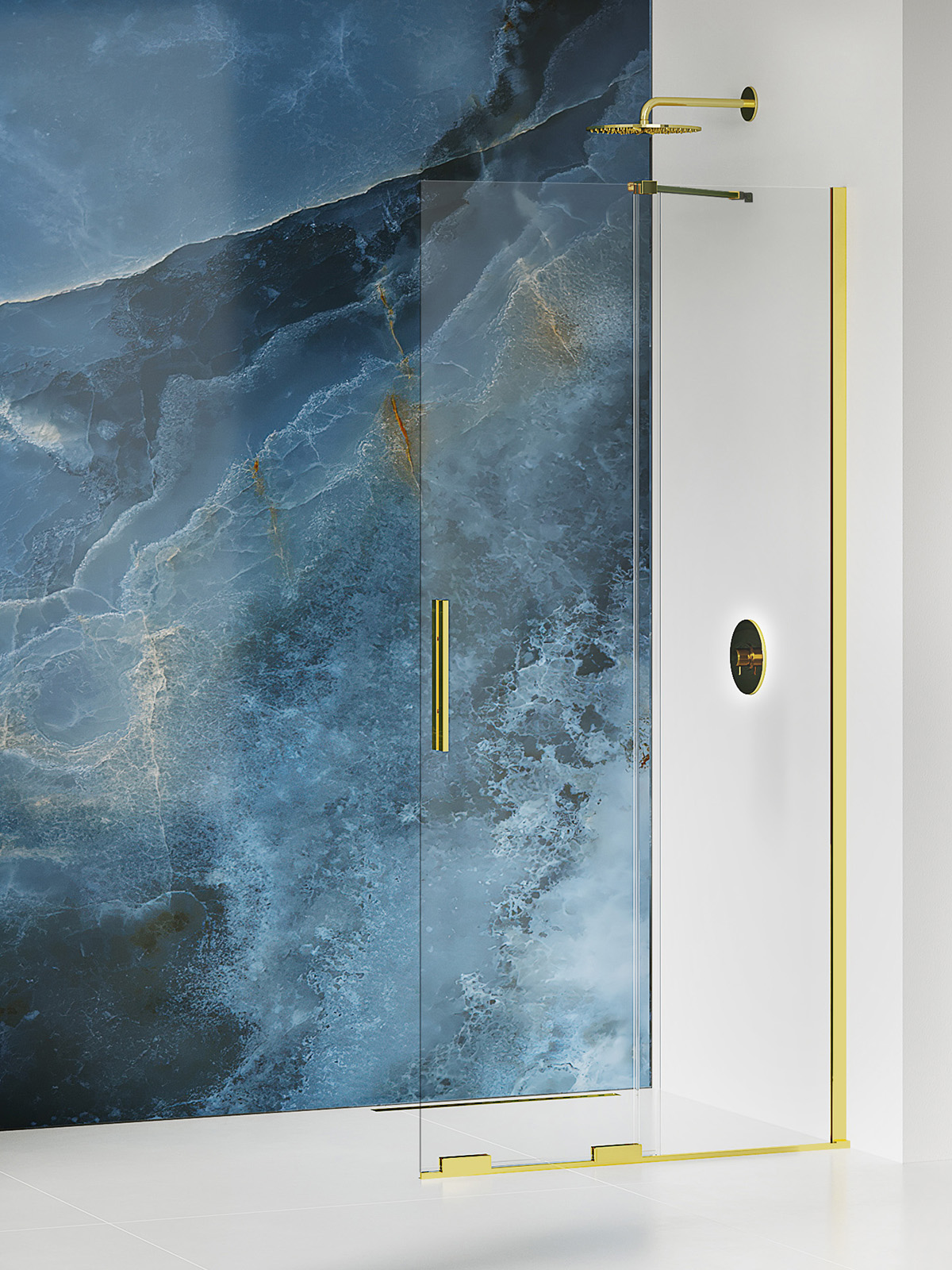 New Trendy Smart Light Gold paroi de douche walk-in 140 cm doré brillant/verre transparent EXK-4299-WU