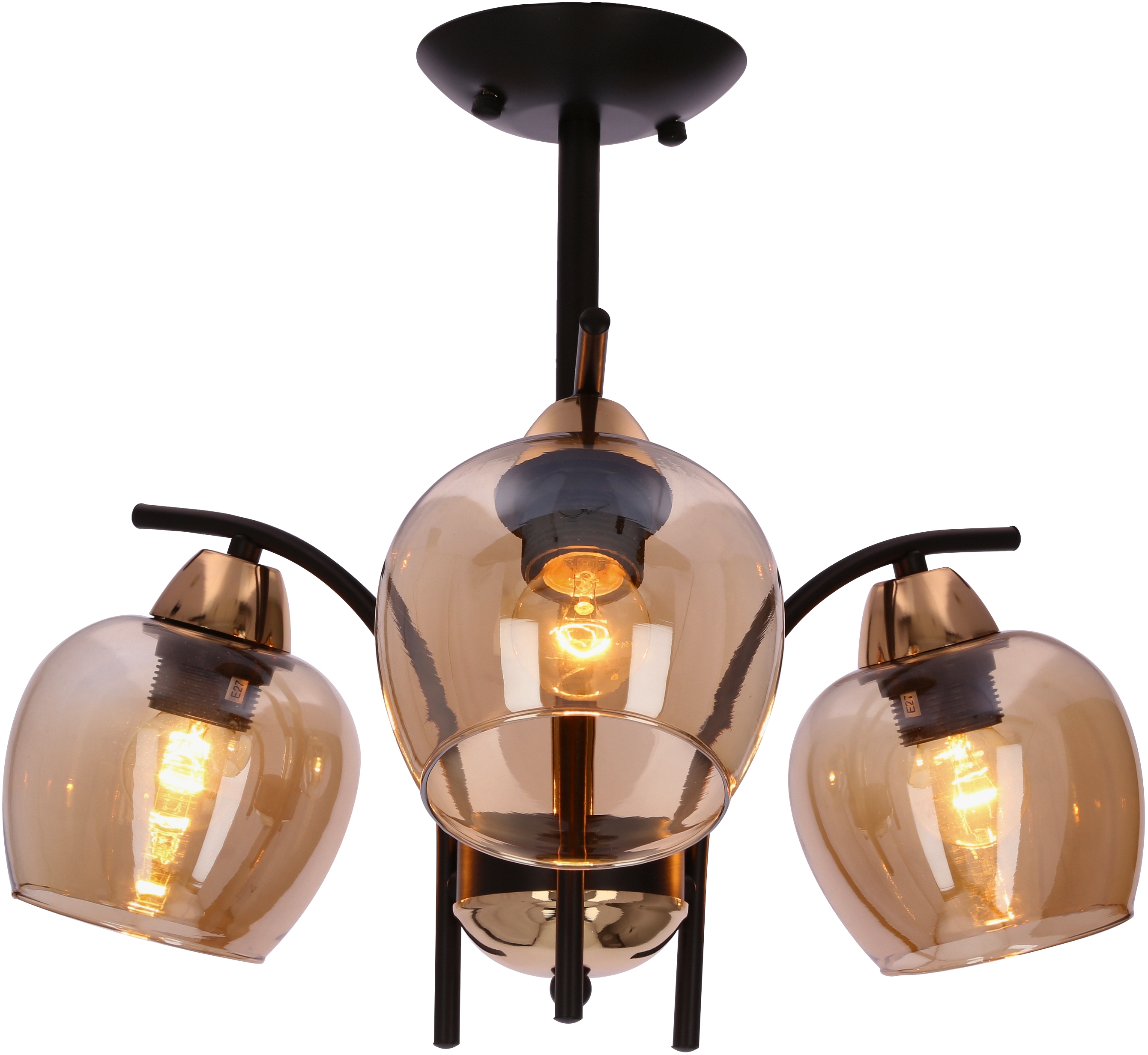 Candellux Merra lampe suspendue 3x40 W noir-ambre 33-35318