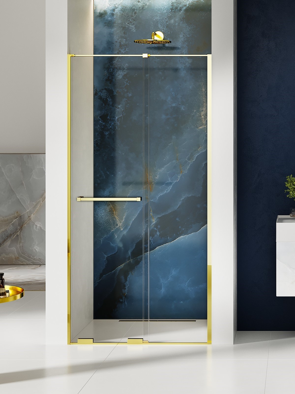 New Trendy Smart Light Gold porte de douche 110 cm coulissant doré brillant/verre transparent EXK-6684