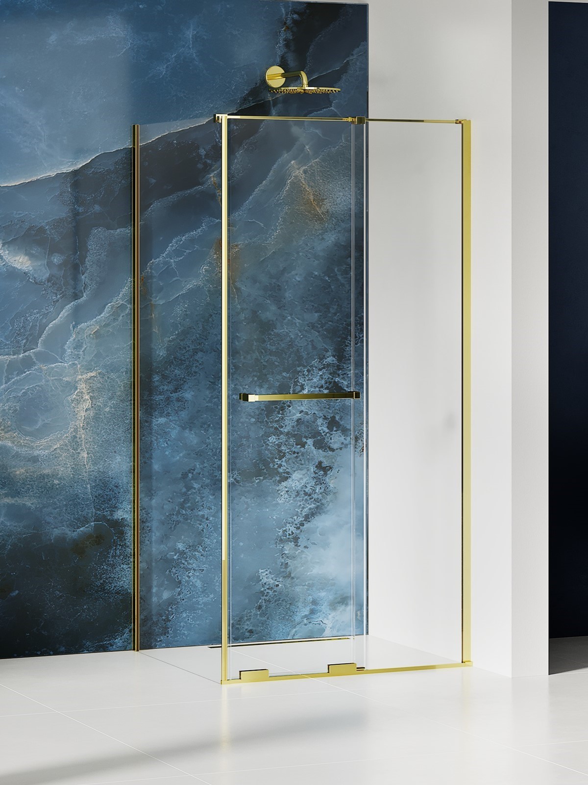 New Trendy Smart Light Gold cabine de douche 120x100 cm rectangulaire doré brillant/verre transparent EXK-6696