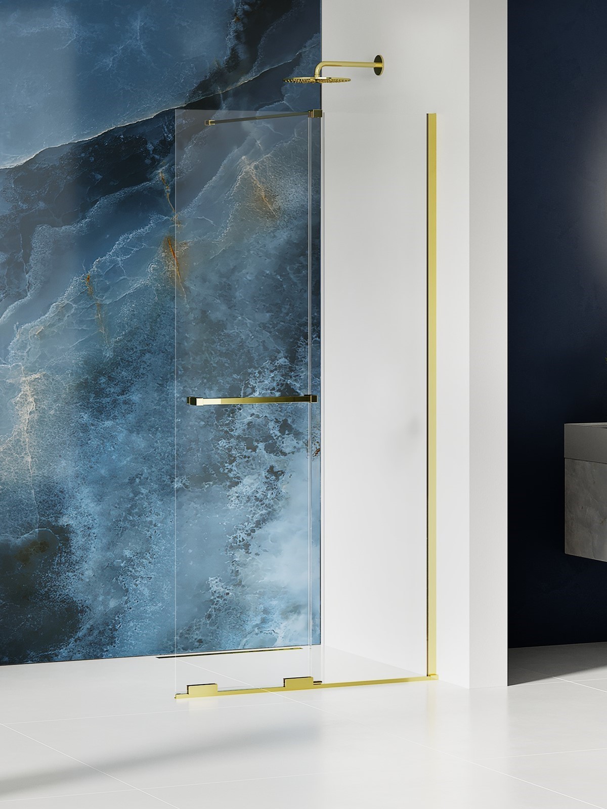 New Trendy Smart Light Gold paroi de douche walk-in 110 cm doré brillant/verre transparent EXK-6730