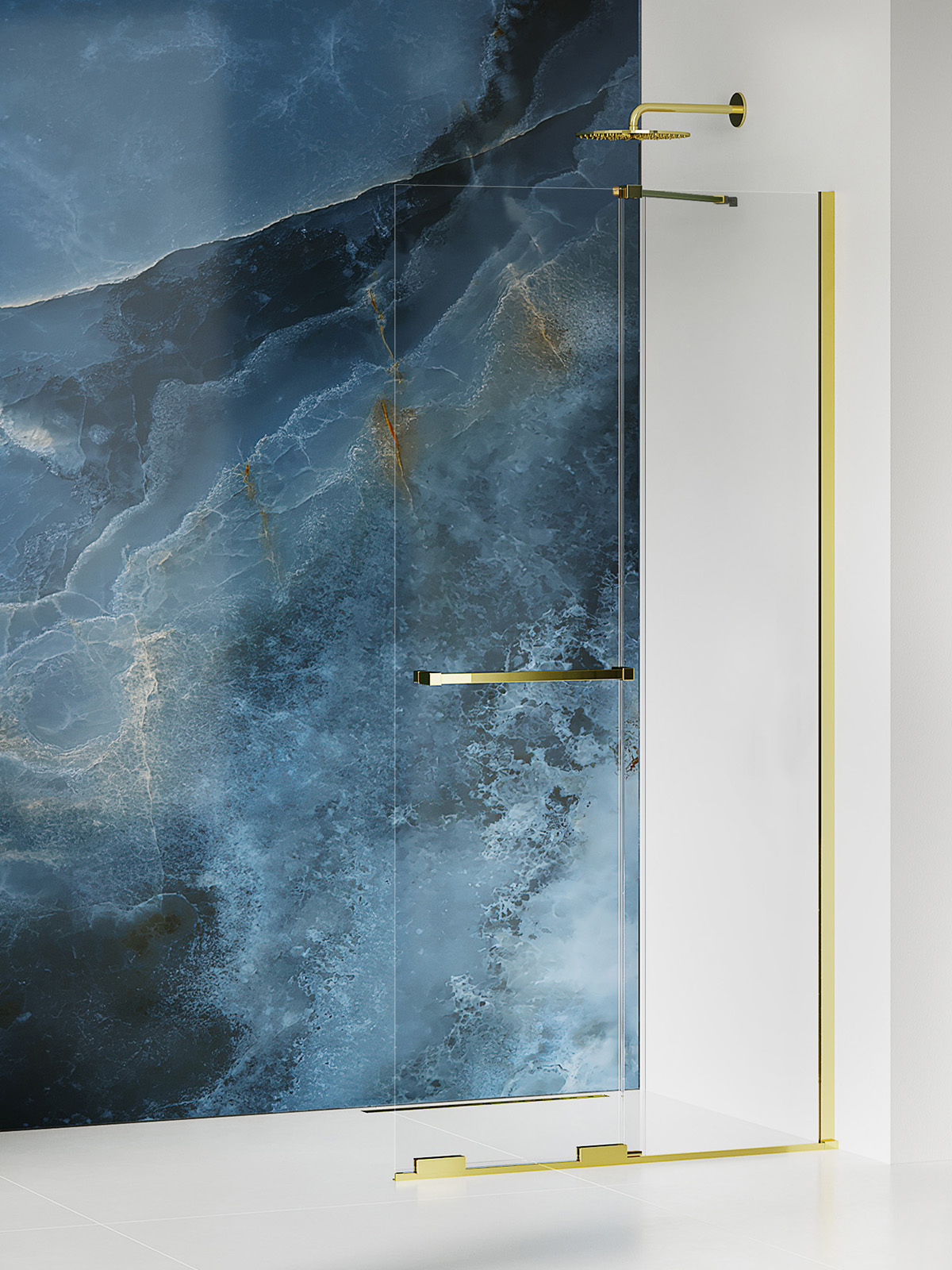 New Trendy Smart Light Gold paroi de douche walk-in 110 cm doré brillant/verre transparent EXK-6730-WU