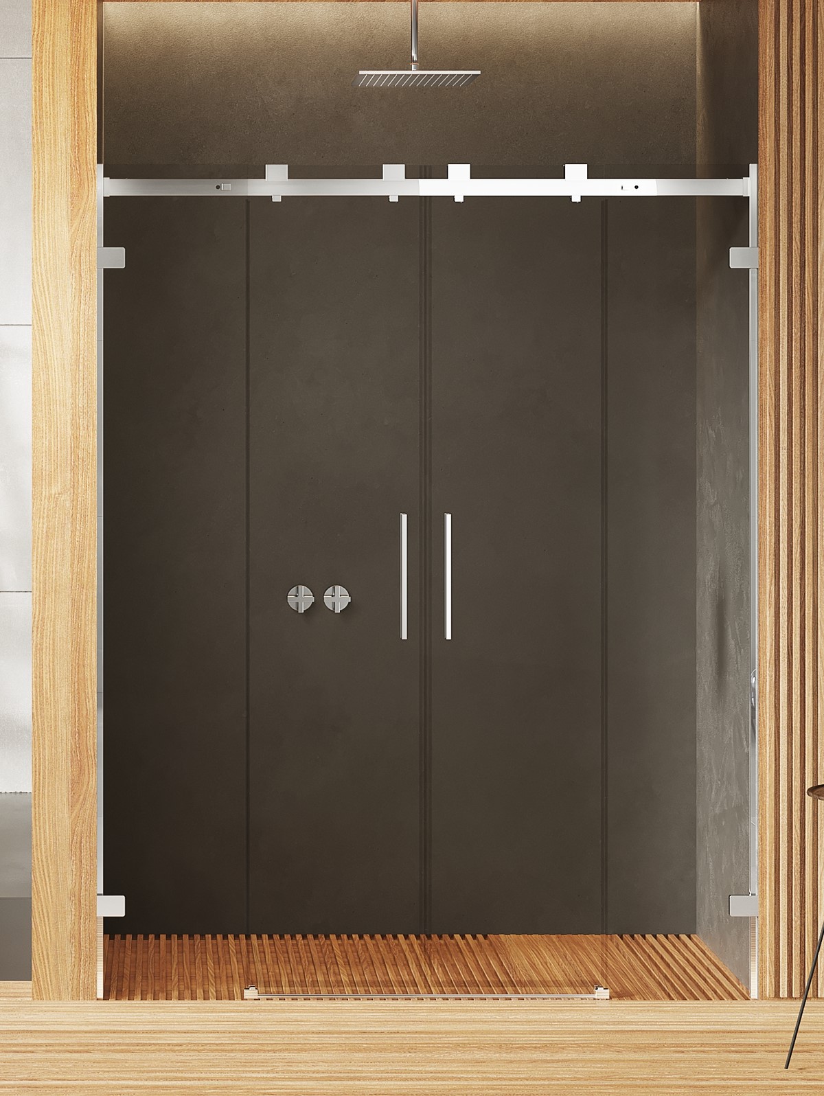 New Trendy Softi X porte de douche 180 cm coulissant chrome brillant/verre transparent EXK-5270