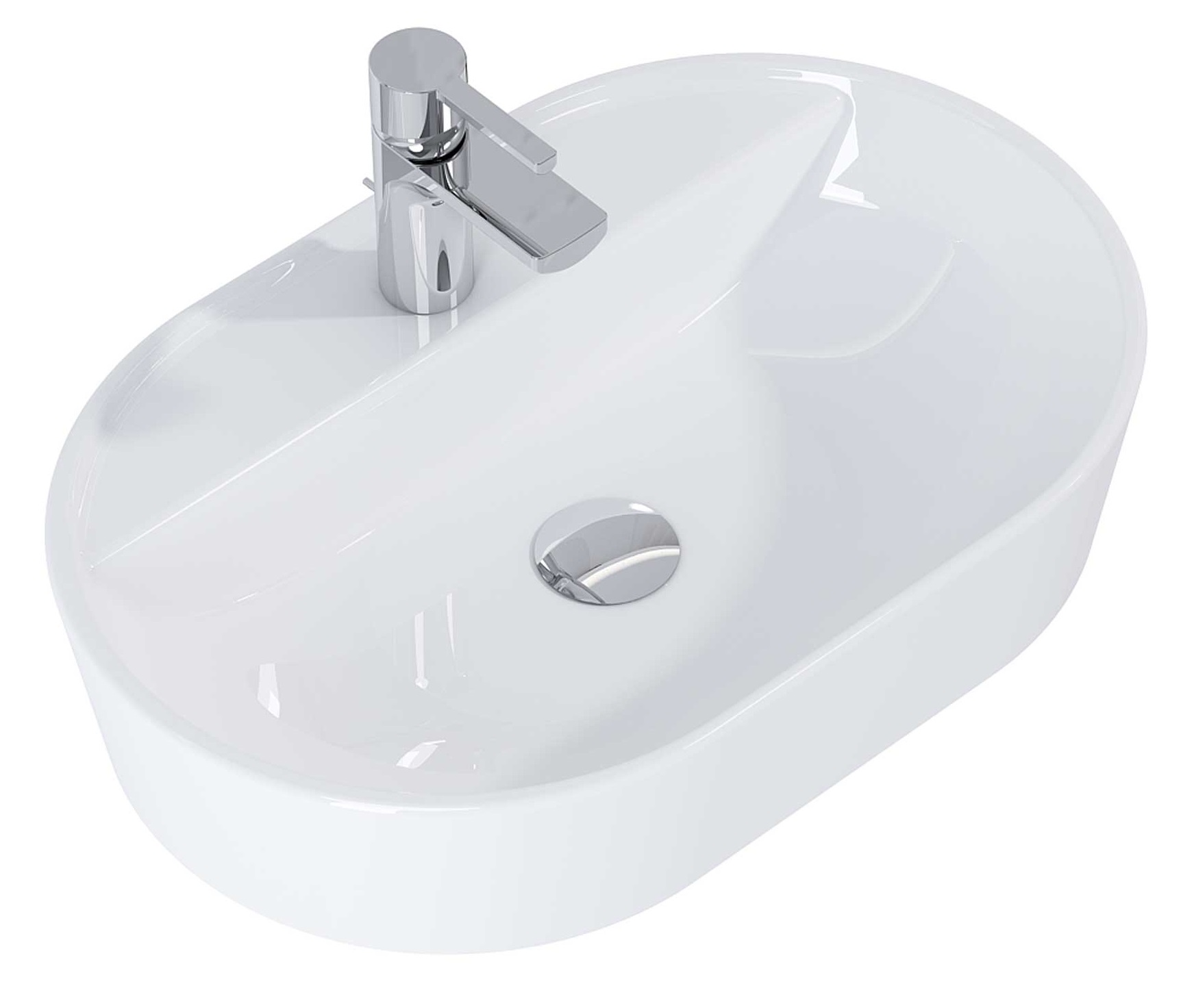 Elita Babette lavabo 62x41.2 cm ovale à poser blanc RE040620018060