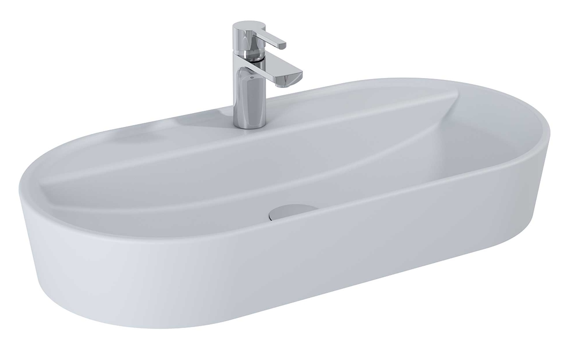 Elita Babette lavabo 81.5x41.5 cm ovale à poser gris/pierre RE040820017040