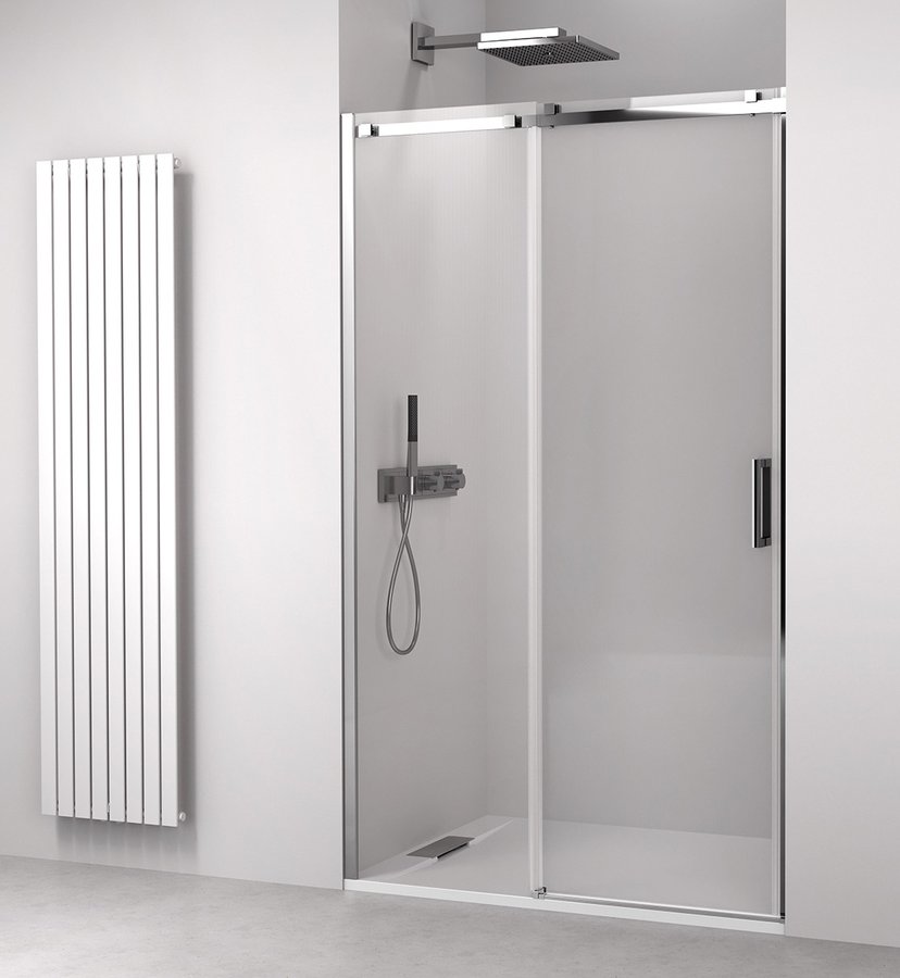 Polysan Thron Line porte de douche 130 cm coulissant chrome brillant/verre transparent TL5013
