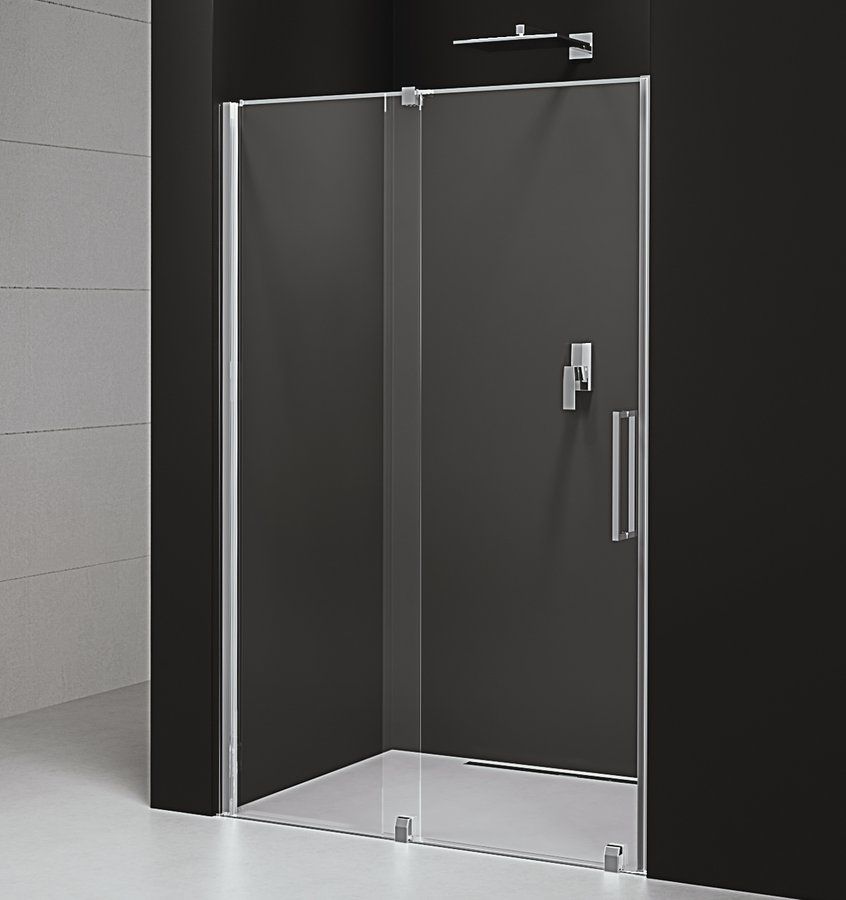 Polysan Rolls Line porte de douche 130 cm coulissant chrome brillant/verre transparent RL1315