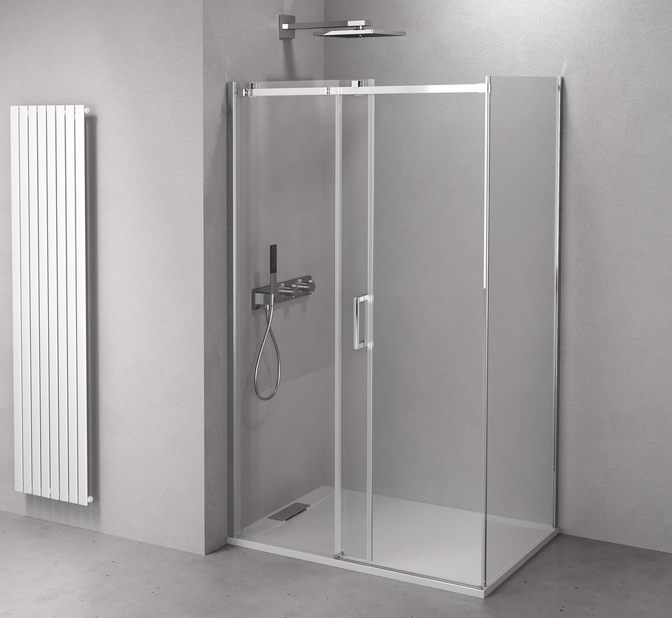 Polysan Thron Line paroi de douche 90 cm chrome brillant/verre transparent TL3090