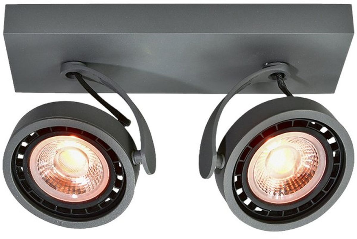 GTV Wally plafonnier 2x40 W graphite OS-WALLY2-15-DEC