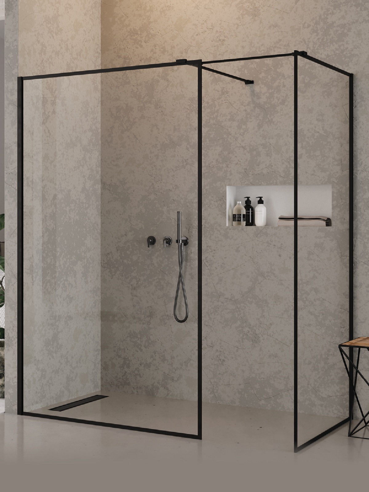 New Trendy New Modus Black cabine de douche walk-in 140x90 cm rectangulaire noir mat/verre transparent EXK-5662