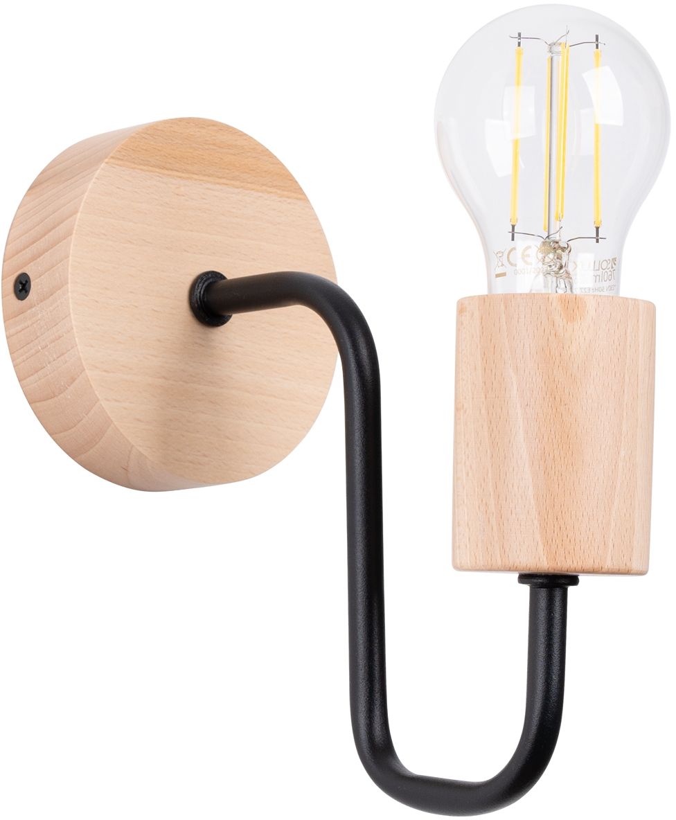 Sollux Lighting Timbo applique murale 1x15 W noir-bois SL.1668