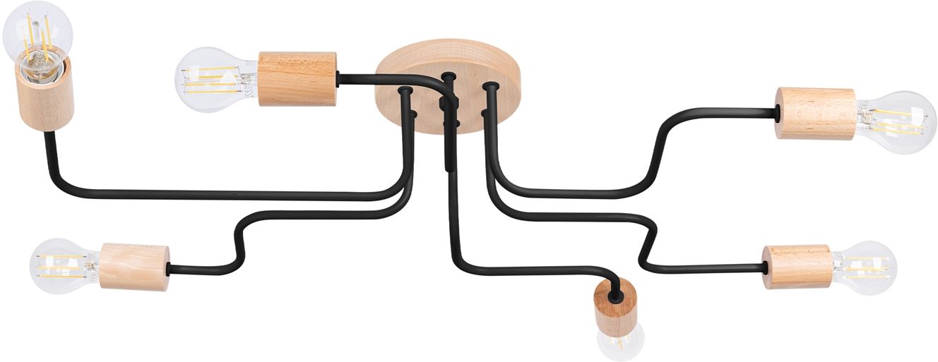 Sollux Lighting Timbo plafonnier 6x15 W noir-bois SL.1670