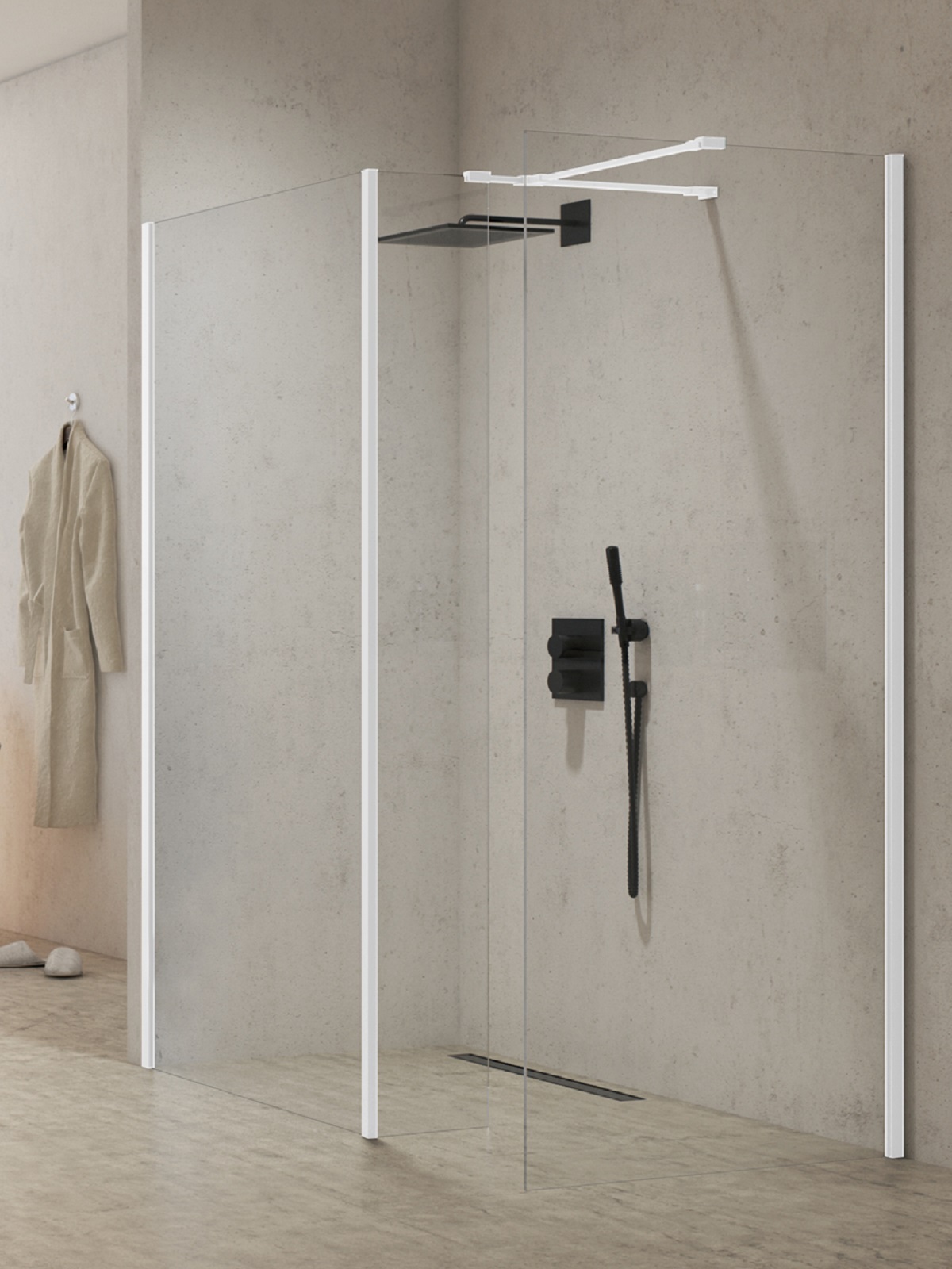 New Trendy New Modus White paroi de douche walk-in 110 cm blanc mat/verre transparent EXK-6986
