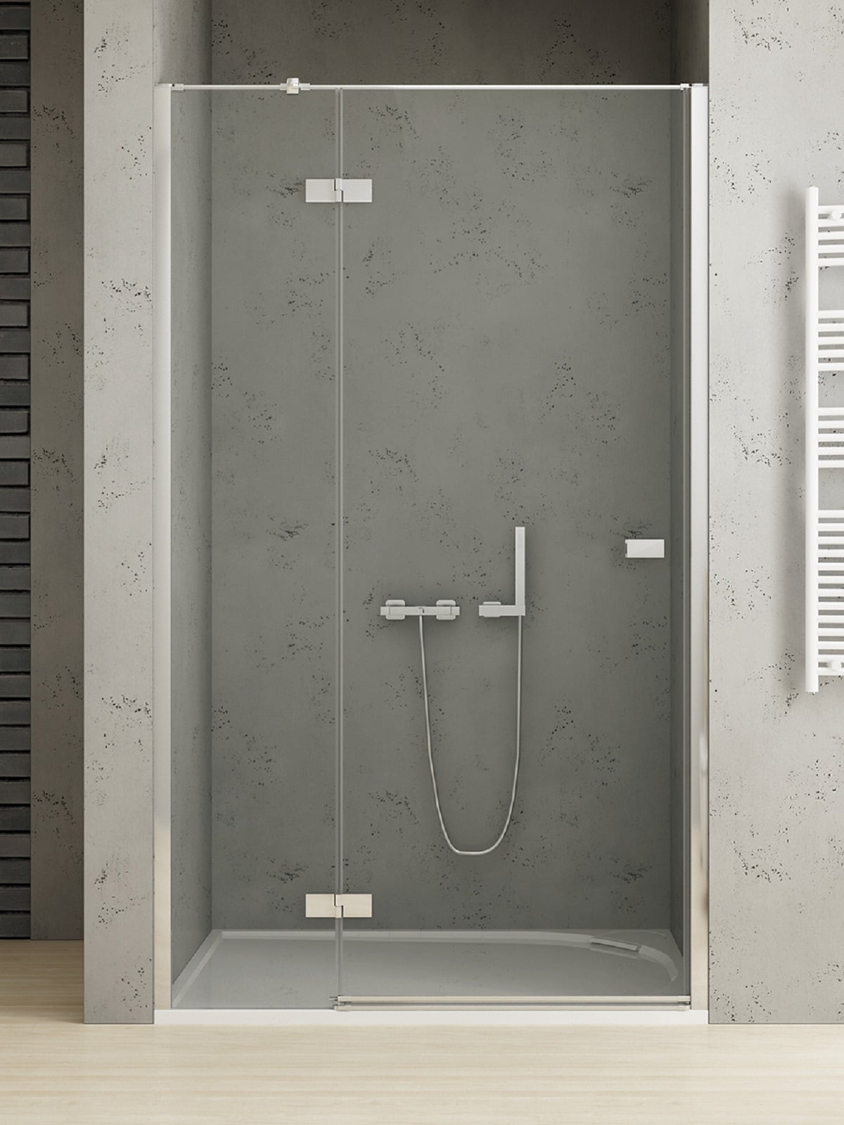 New Trendy Reflexa porte de douche 100 cm à ouverture basculante chrome brillant/verre transparent EXK-5061