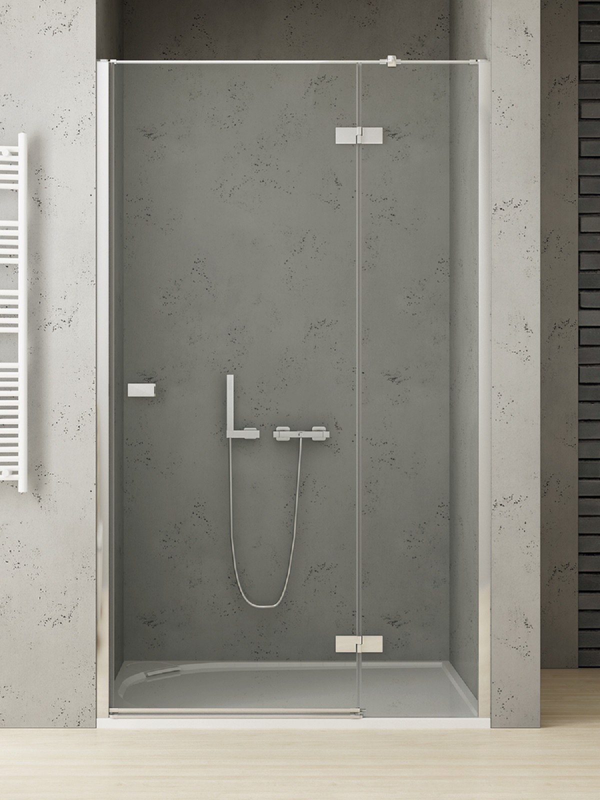 New Trendy Reflexa porte de douche 100 cm à ouverture basculante chrome brillant/verre transparent EXK-5062