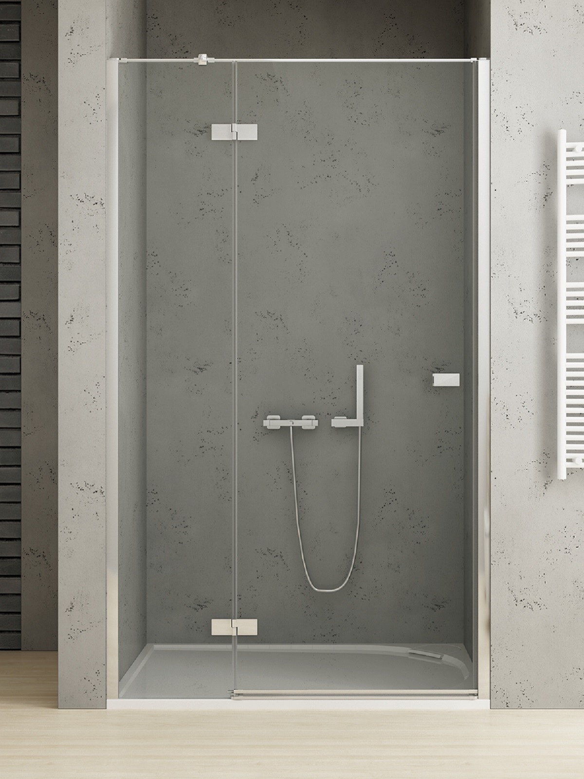 New Trendy Reflexa porte de douche 120 cm à ouverture basculante chrome brillant/verre transparent EXK-5065