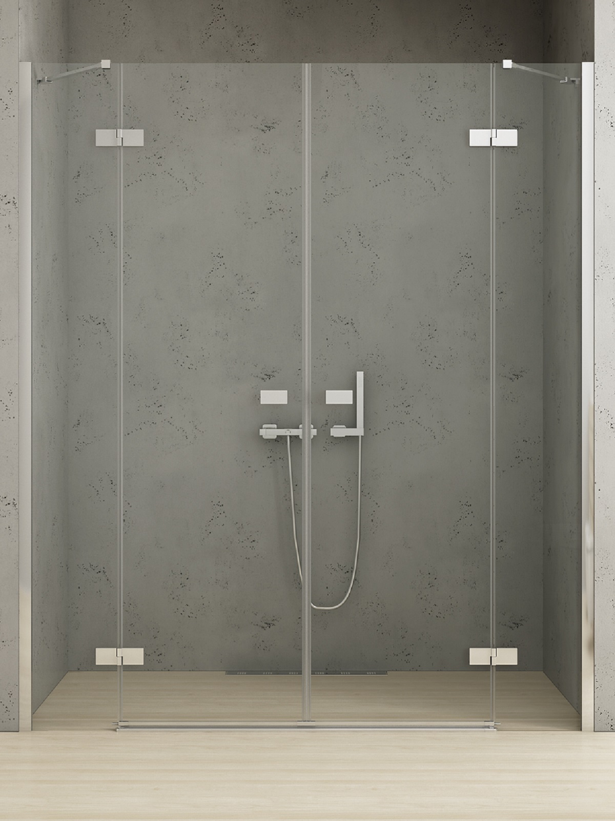 New Trendy Reflexa porte de douche 240 cm à ouverture basculante chrome brillant/verre transparent EXK-5075