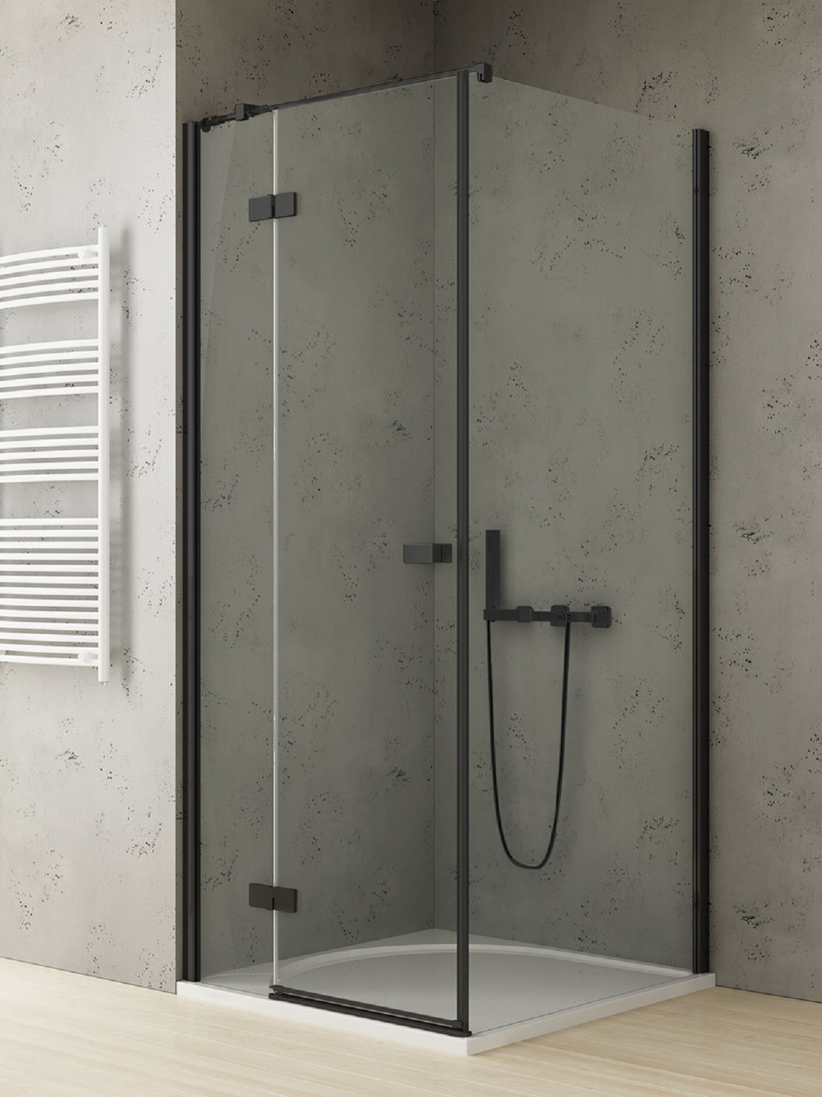 New Trendy Reflexa Black cabine de douche 100x90 cm rectangulaire noir mat/verre transparent EXK-4930