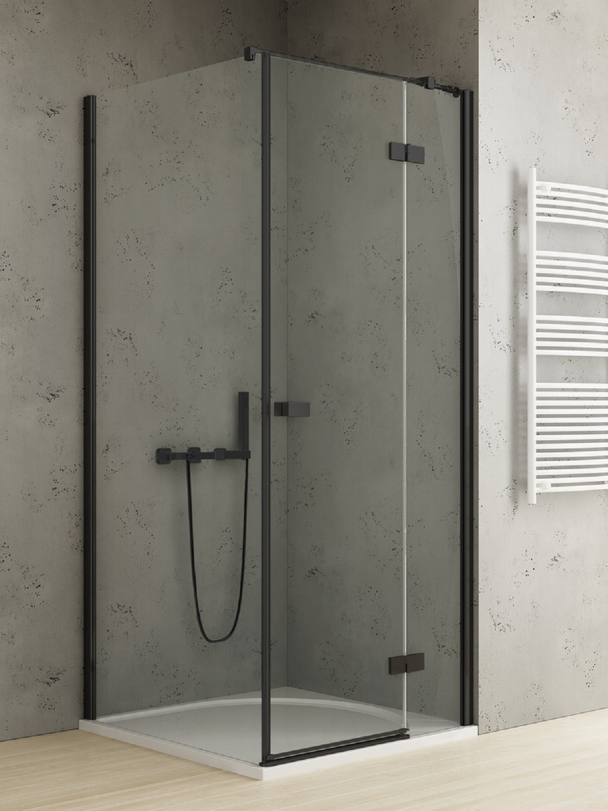 New Trendy Reflexa Black cabine de douche 120x110 cm rectangulaire noir mat/verre transparent EXK-4959