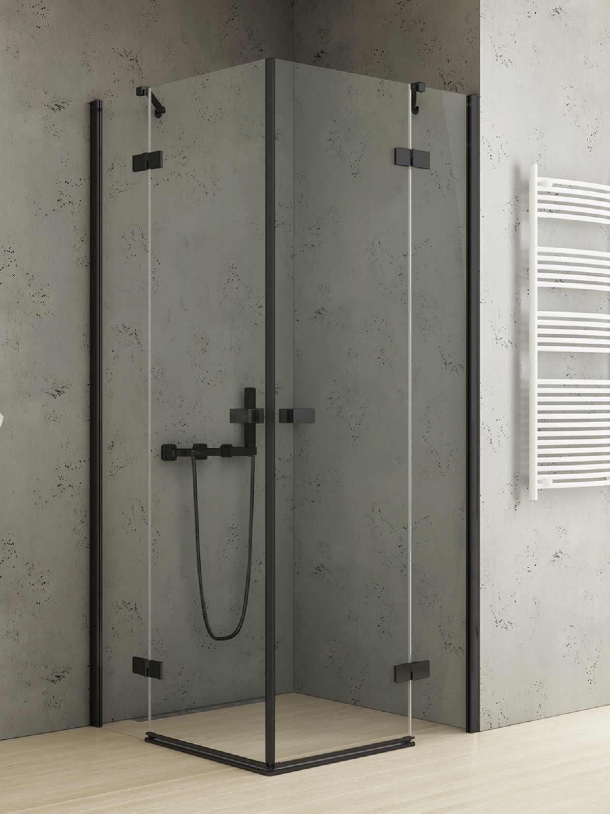 New Trendy Reflexa Black cabine de douche 100x80 cm rectangulaire noir mat/verre transparent EXK-4982
