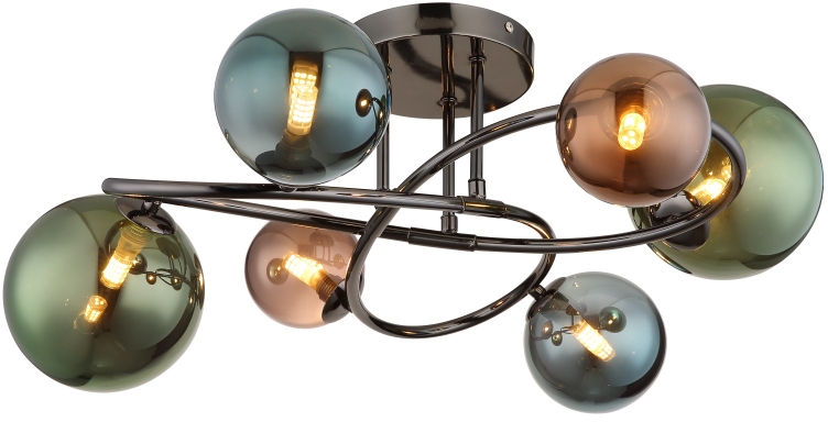 Globo Lighting Riha plafonnier 6x3.5 W vert-fumé-bleu-gris 56142-6D