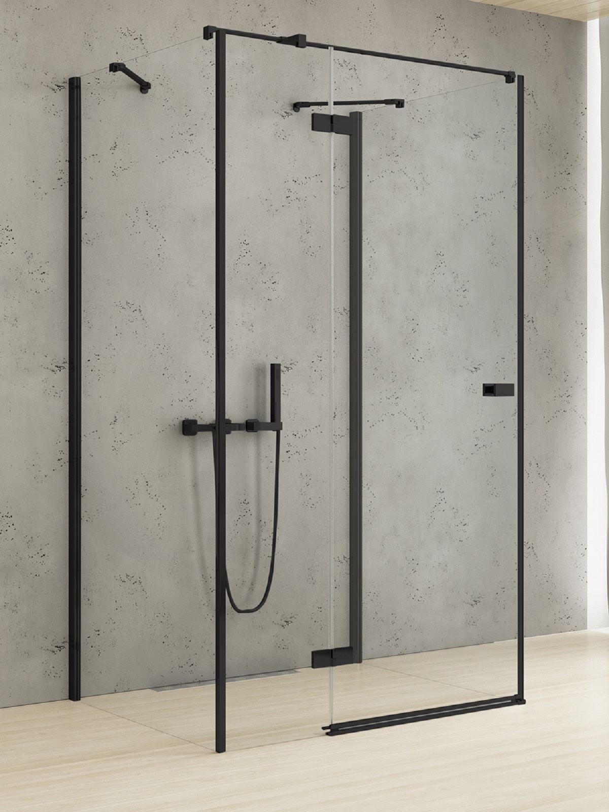 New Trendy Reflexa Black cabine de douche 90x80 cm rectangulaire noir mat/verre transparent EXK-5001