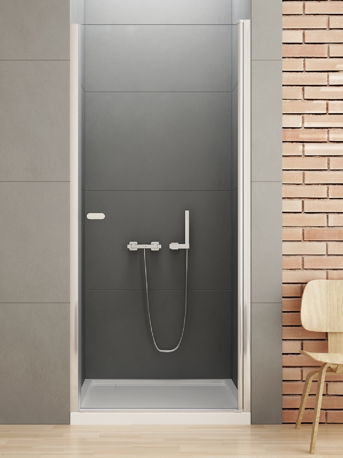 New Trendy New Soleo porte de douche 80 cm à ouverture basculante chrome brillant/verre transparent D-0120A