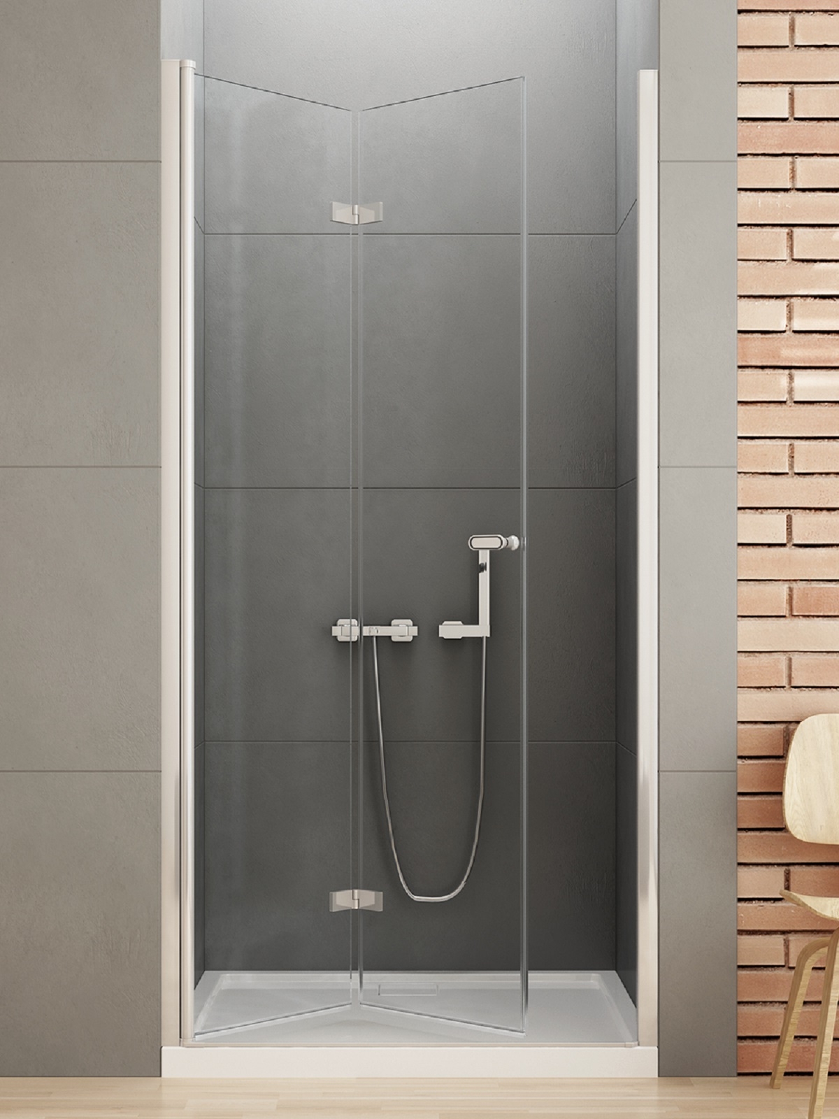 New Trendy New Soleo porte de douche 70 cm pliable chrome brillant/verre transparent D-0129A