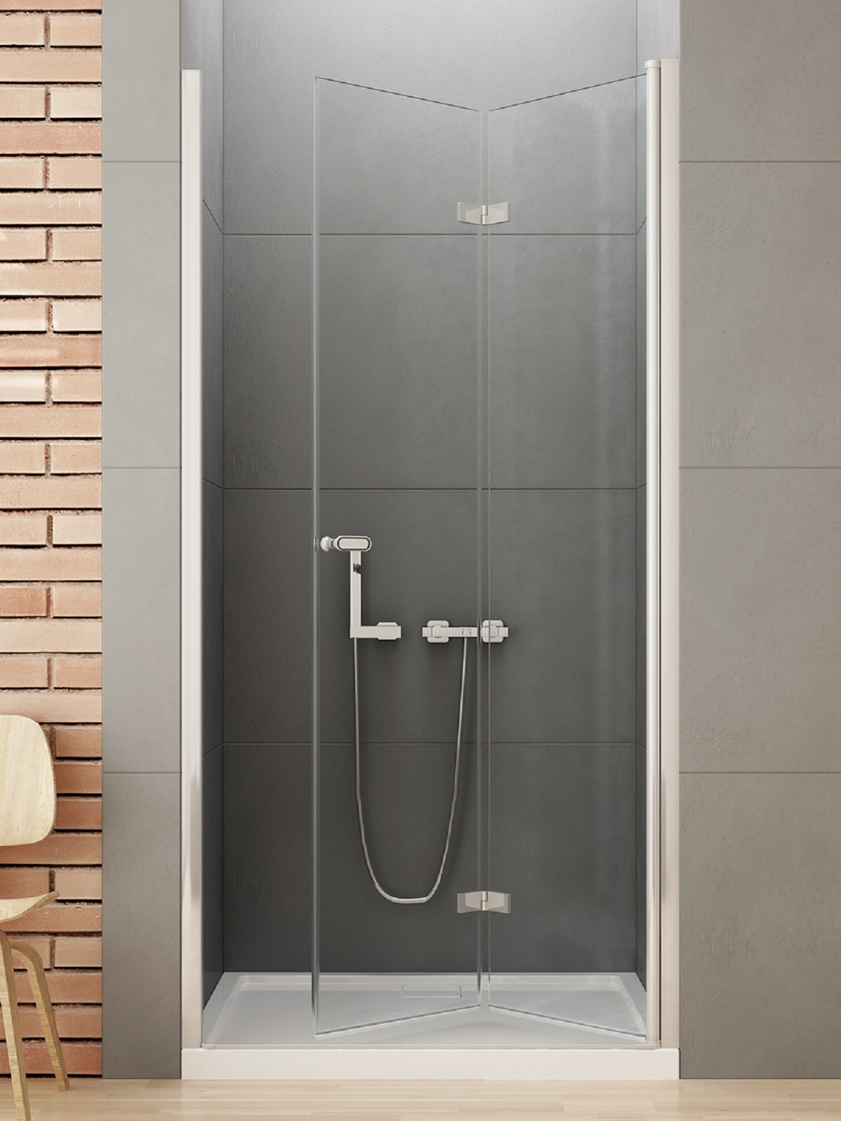 New Trendy New Soleo porte de douche 70 cm pliable chrome brillant/verre transparent D-0130A