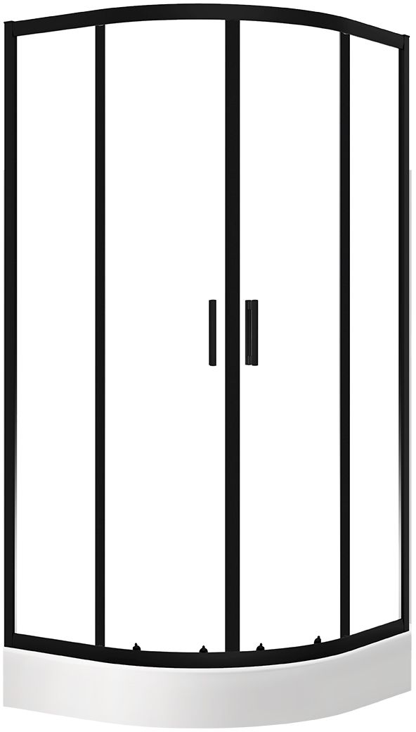 Laveo Bresso cabine avec receveur 80x80 cm semi-circulaire noir mat/verre transparent JKDD786Z
