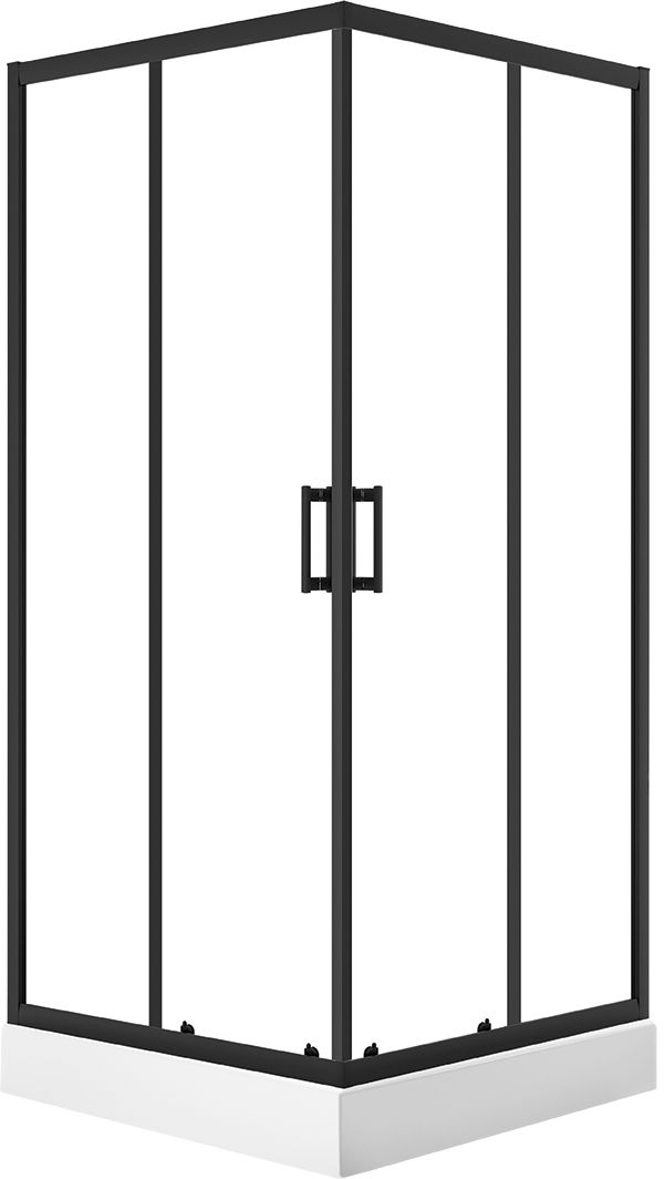 Laveo Bresso cabine avec receveur 90x90 cm carrée noir mat/verre transparent JKDD796K