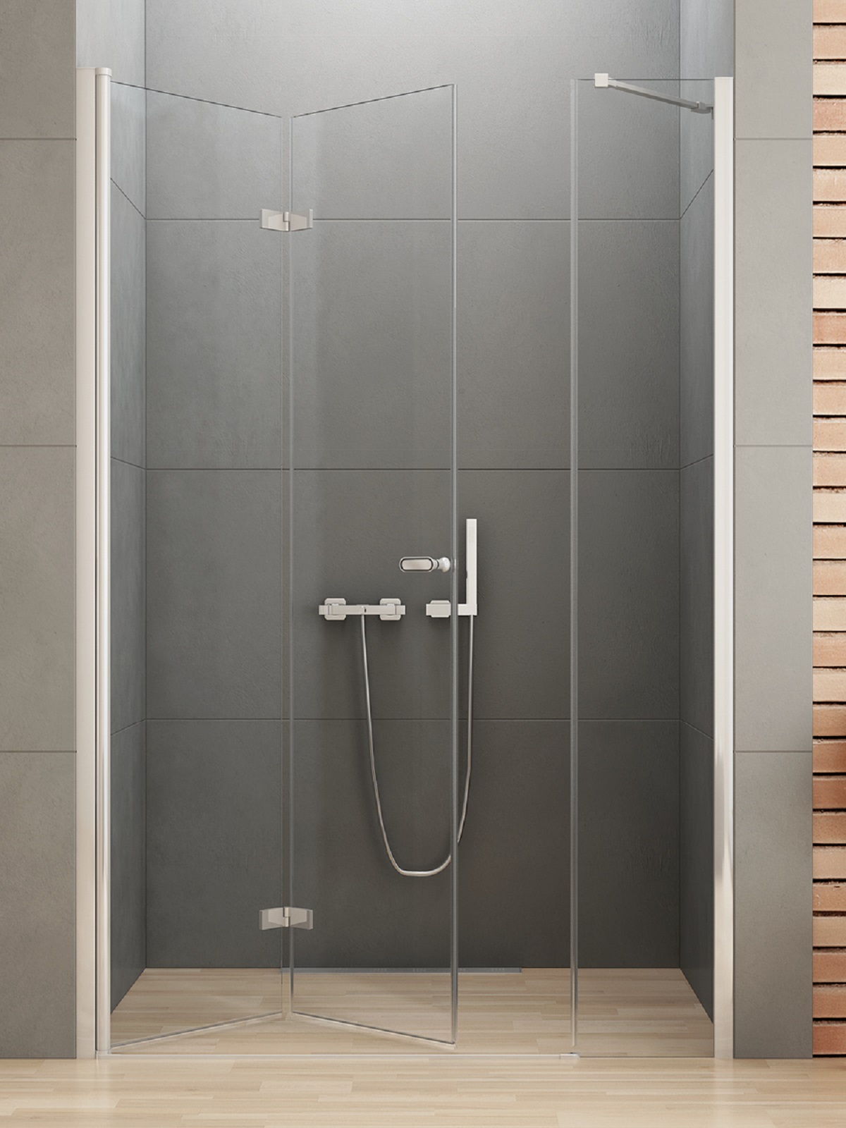 New Trendy New Soleo porte de douche 120 cm pliable chrome brillant/verre transparent D-0154A/D-0095B