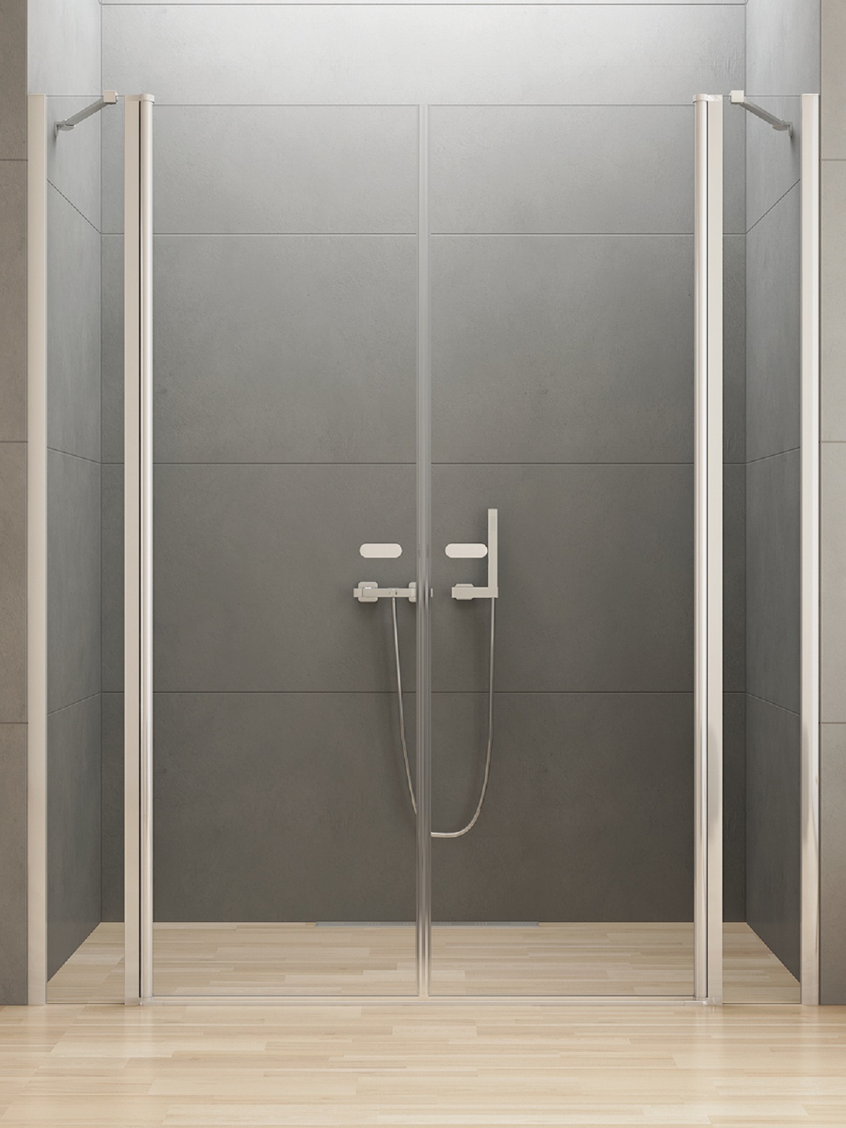 New Trendy New Soleo porte de douche 140 cm à ouverture basculante chrome brillant/verre transparent D-0265A