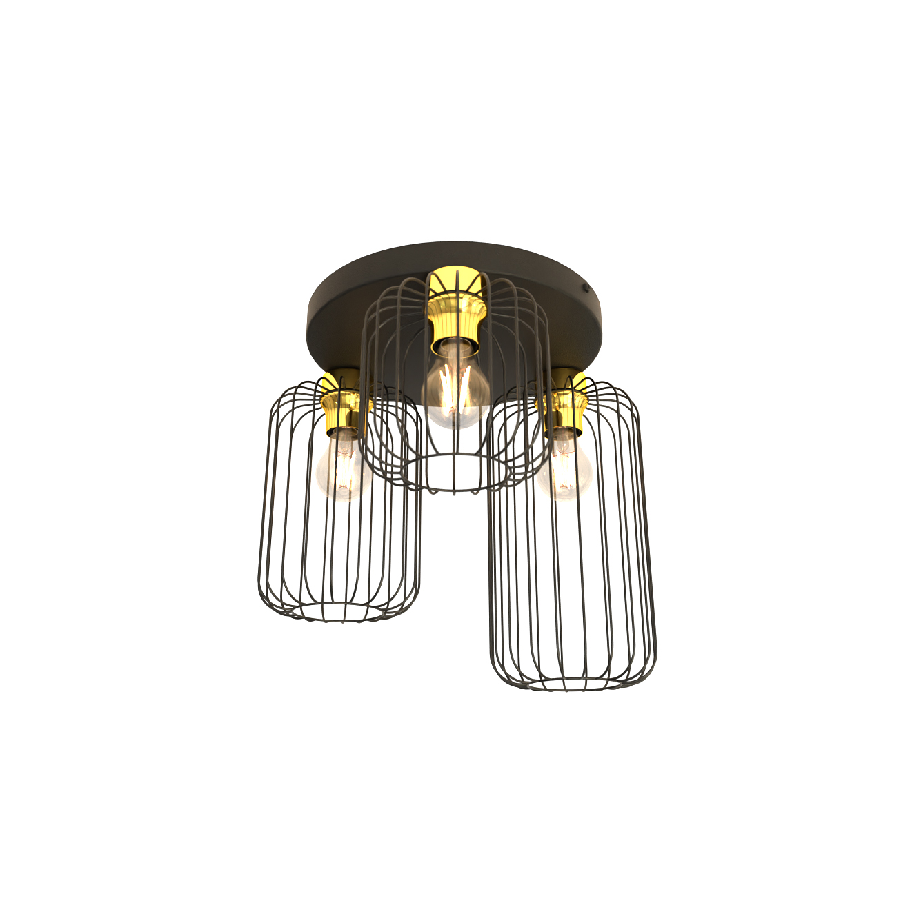 Emibig Barn plafonnier 3x15 W noir-doré 1366/3PREM